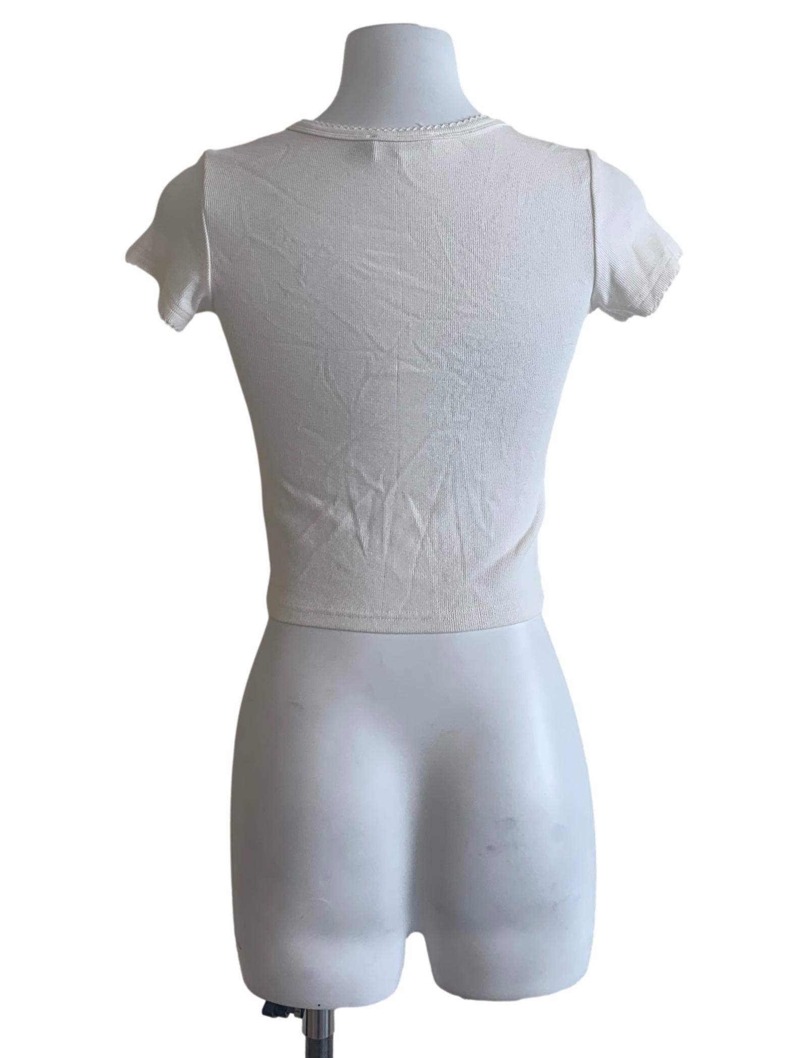 Pearl White Crop Button Top