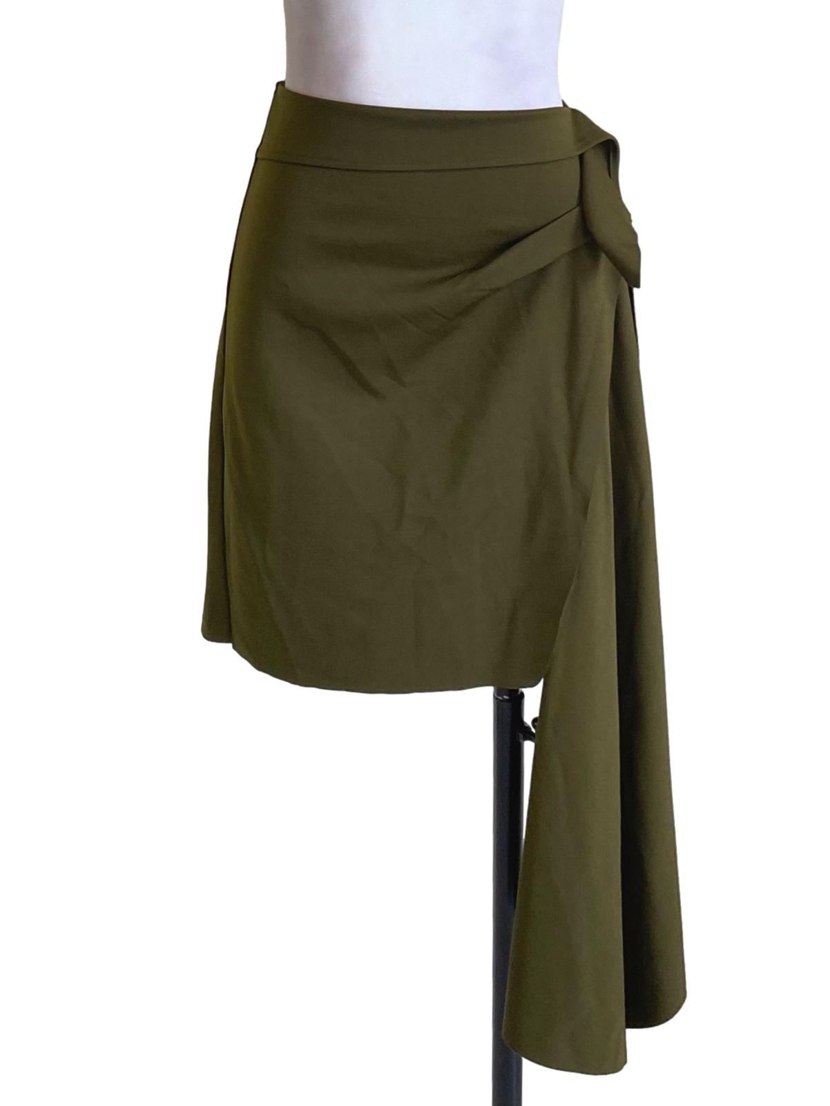 Crocodile Green Asymmetrical Draped Mini Skirt