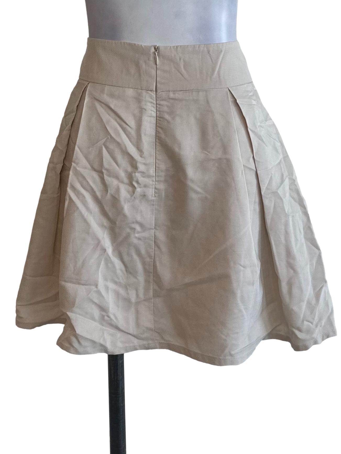 Sand Beige Ribbon Box Pleated Skorts