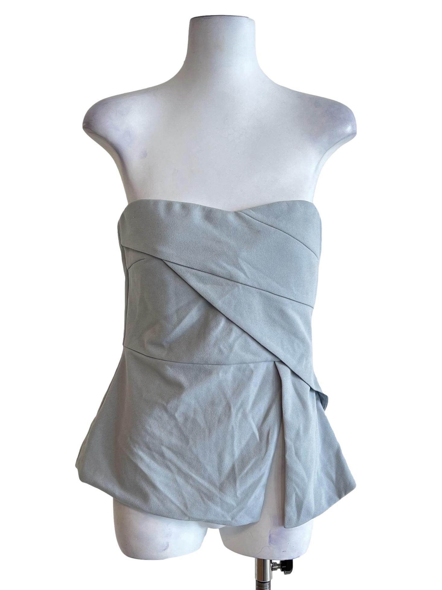 Silver Grey Asymmetric Strapless Top