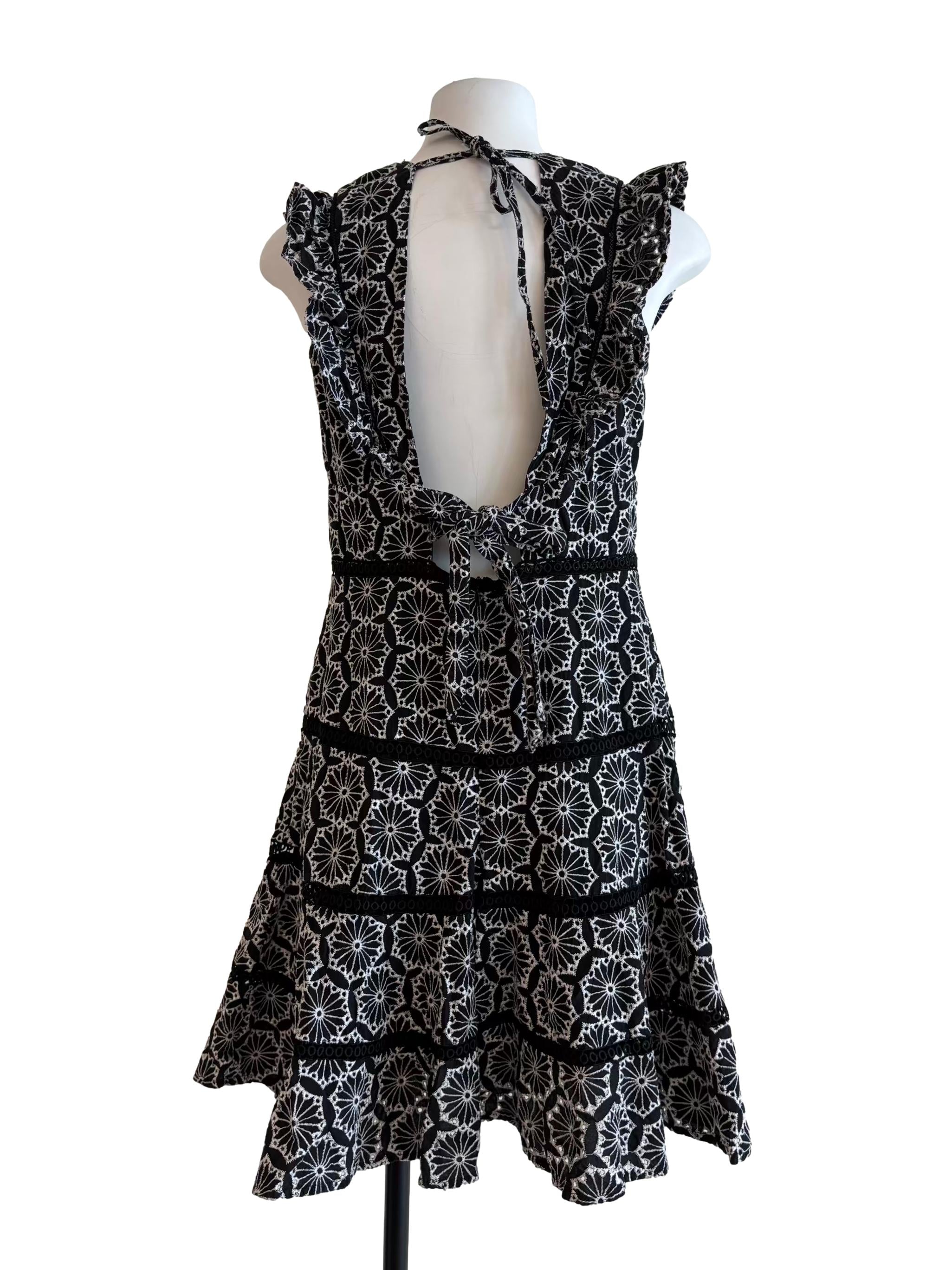 Black And White Sleeveless A-Line Dress