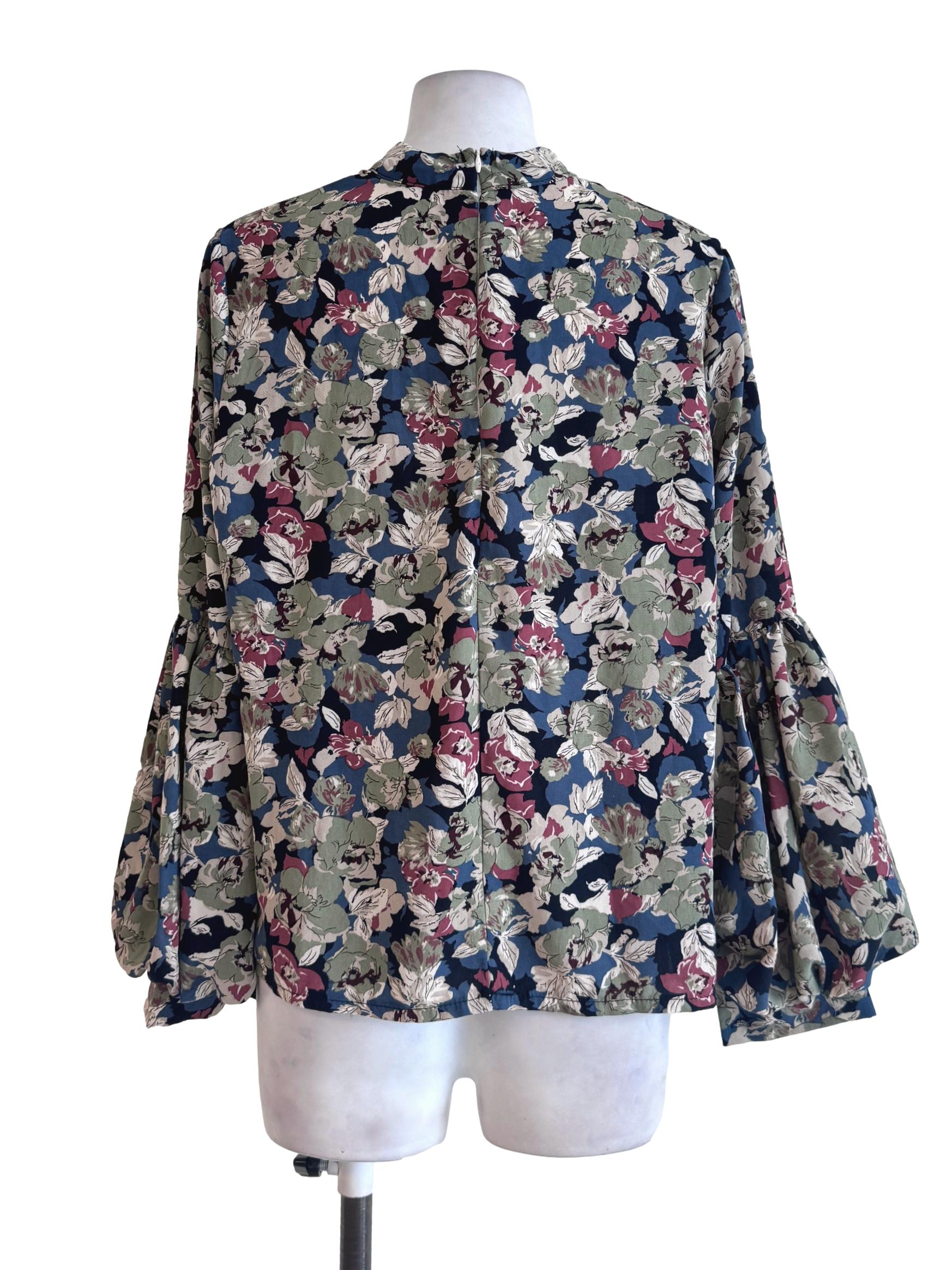 Green Floral Long Sleeve Top
