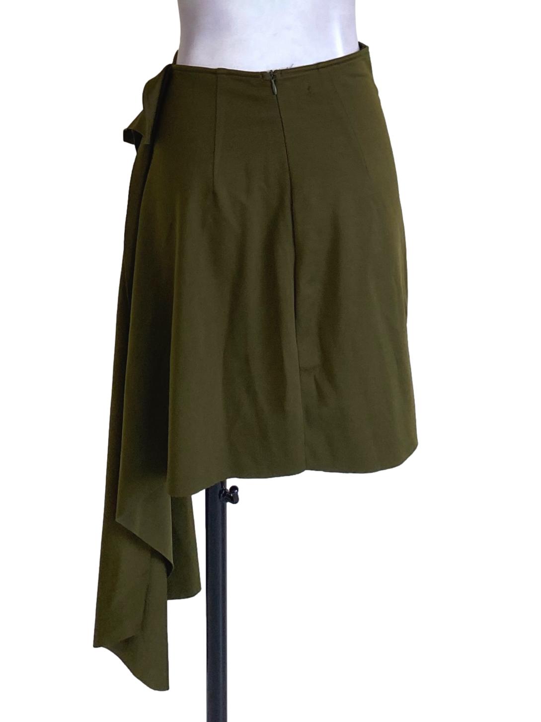 Crocodile Green Asymmetrical Draped Mini Skirt