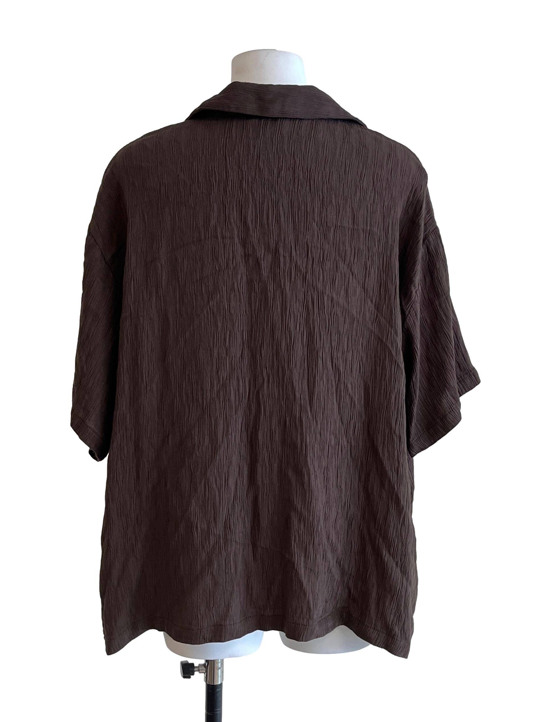 Penny Brown Textured Short Sleeve Top