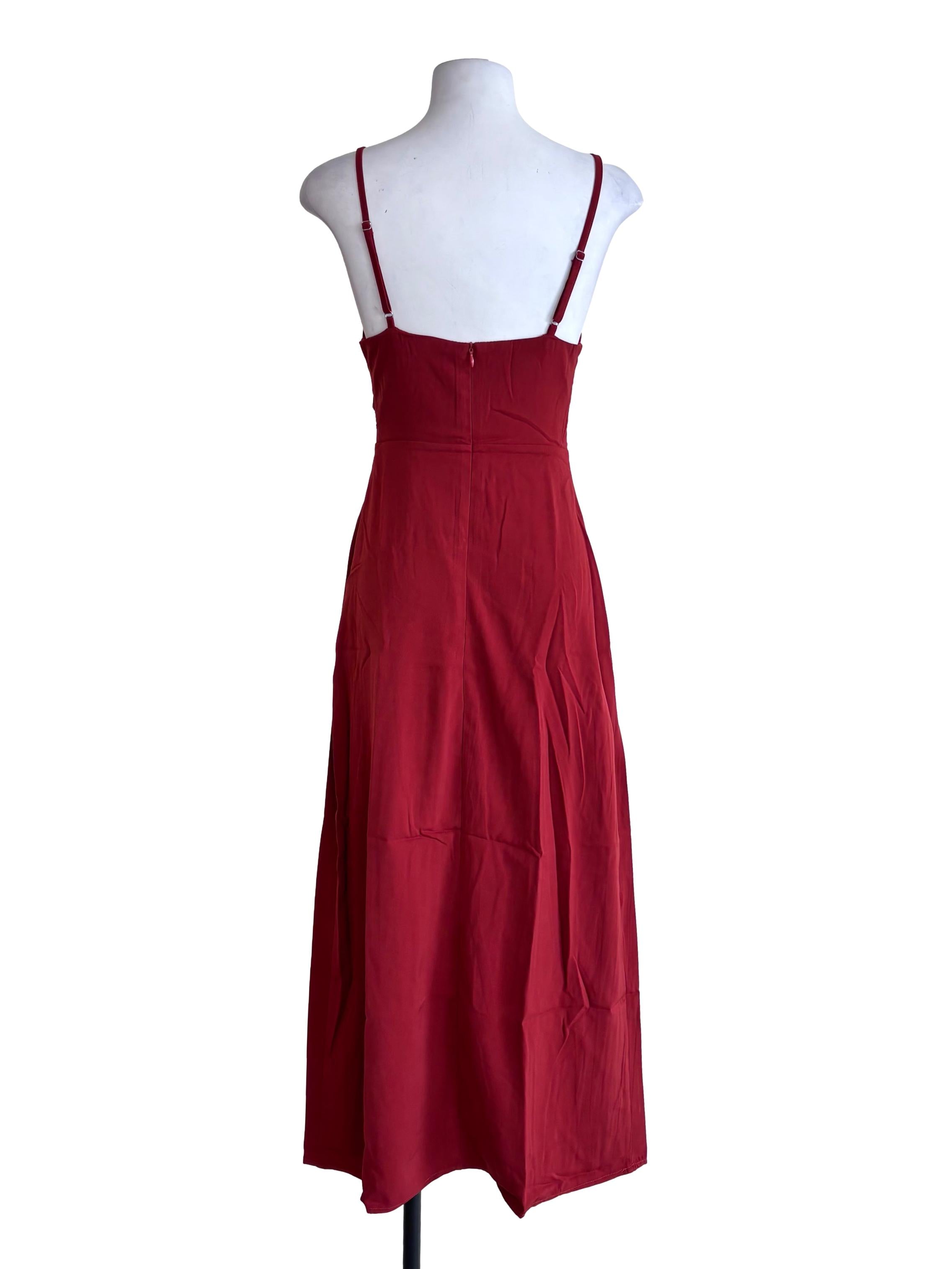 Red Giana Twist Front Padded Midi Dress