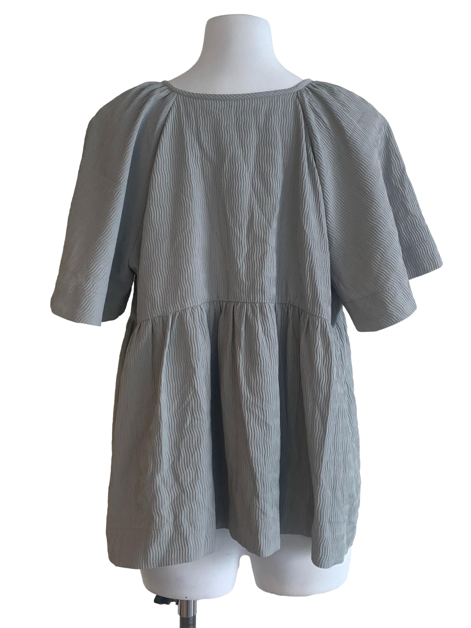 Stone Blue Peplum Top