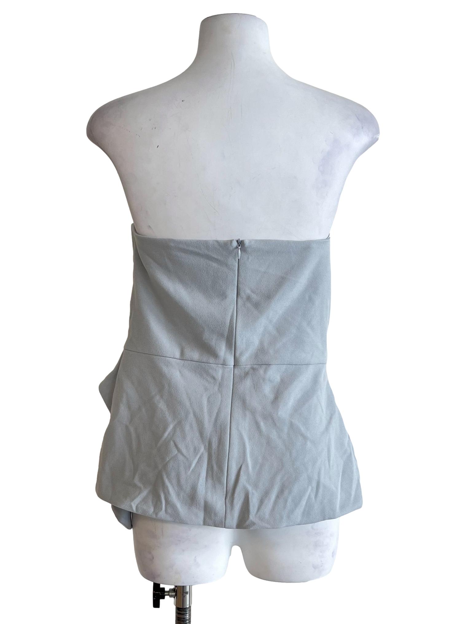 Silver Grey Asymmetric Strapless Top