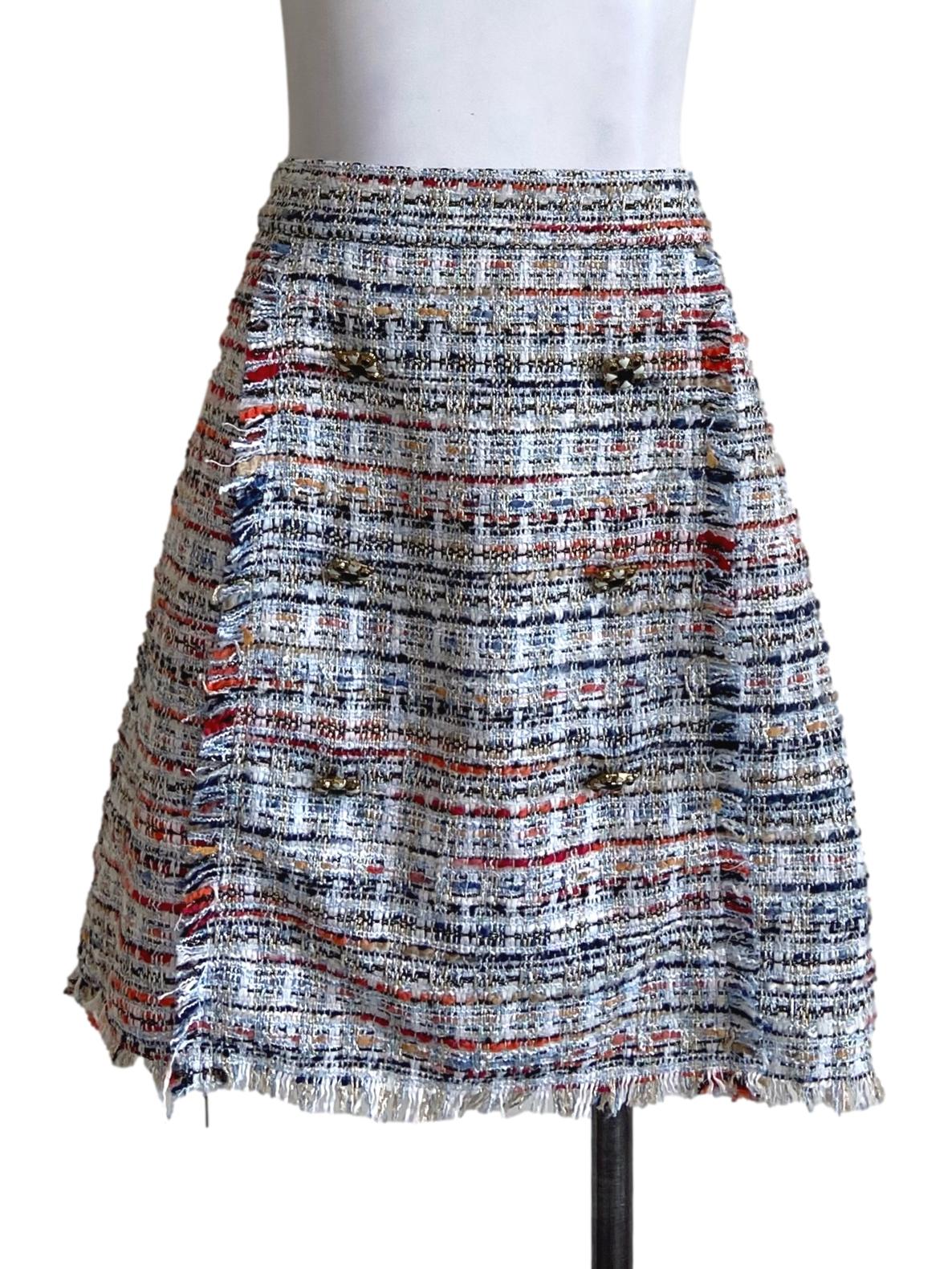 White & Colourful Pegged A-Line Skirt