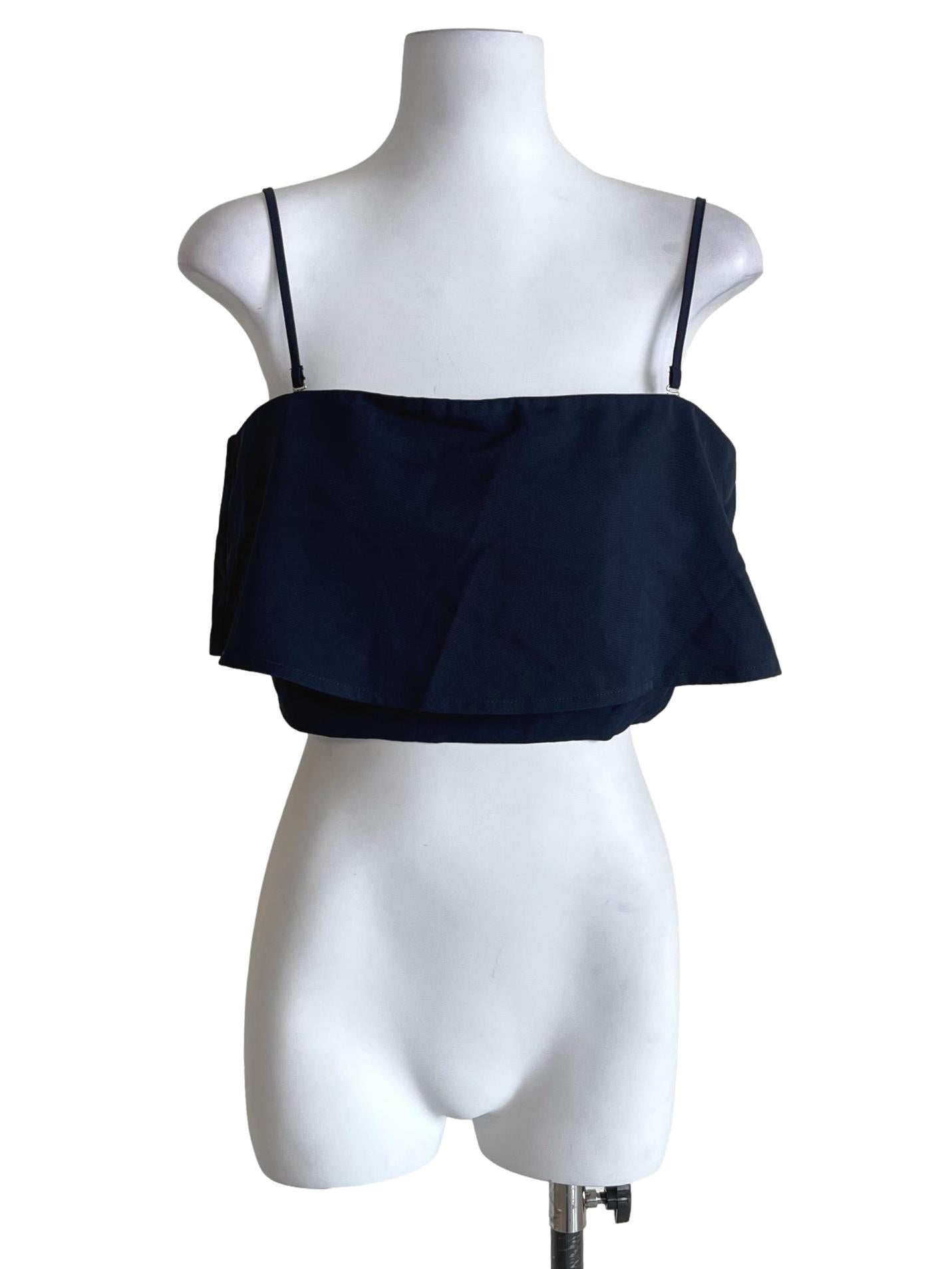 Navy Blue Flared Cami Crop Top