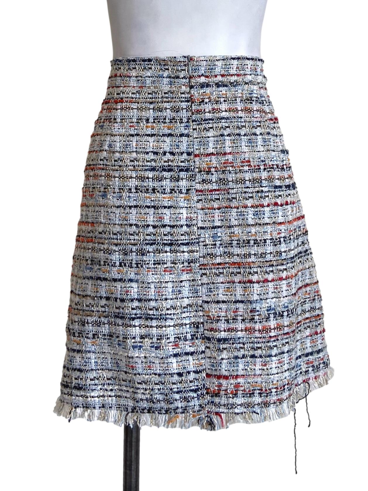 White & Colourful Pegged A-Line Skirt