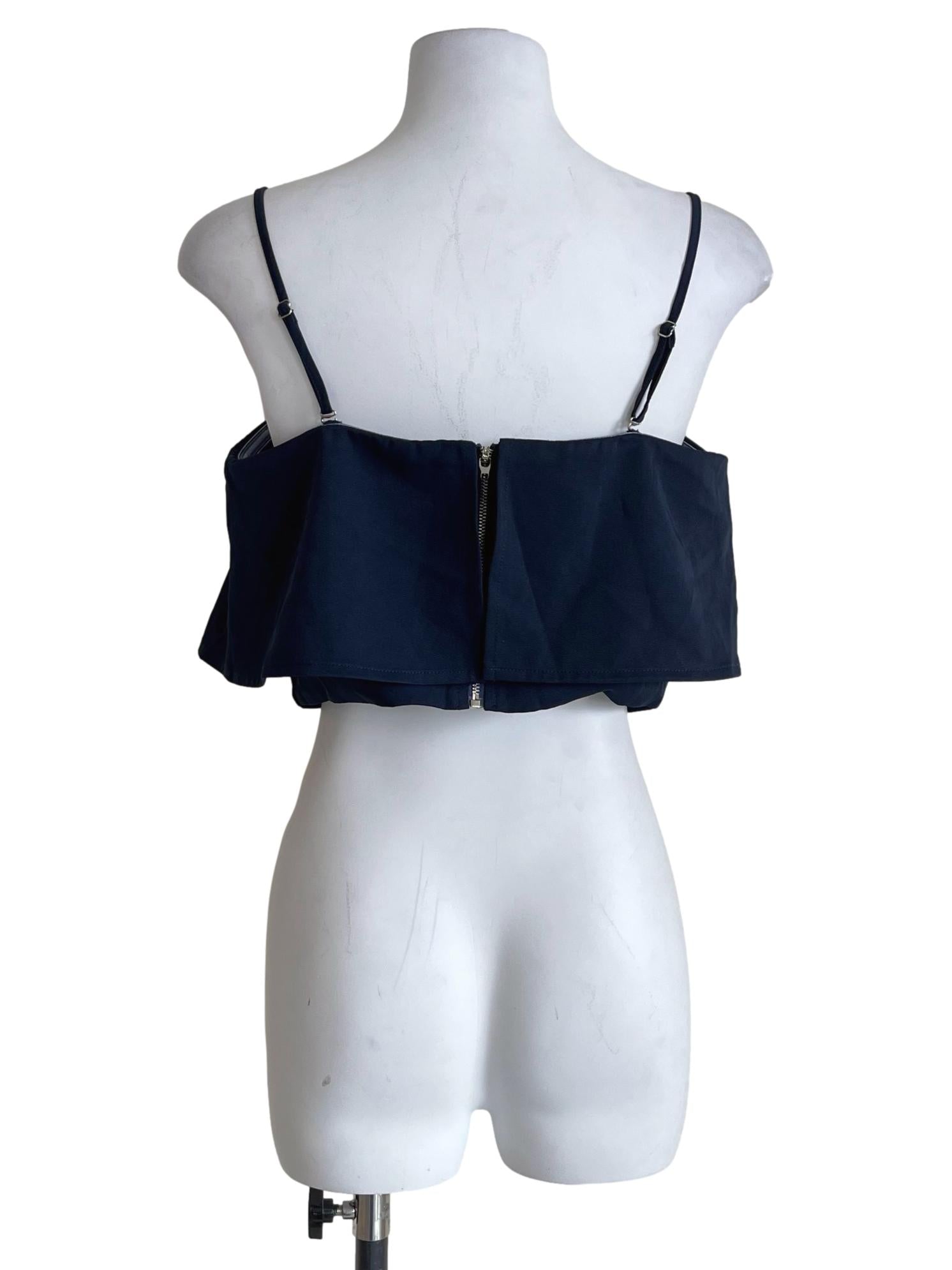 Navy Blue Flared Cami Crop Top