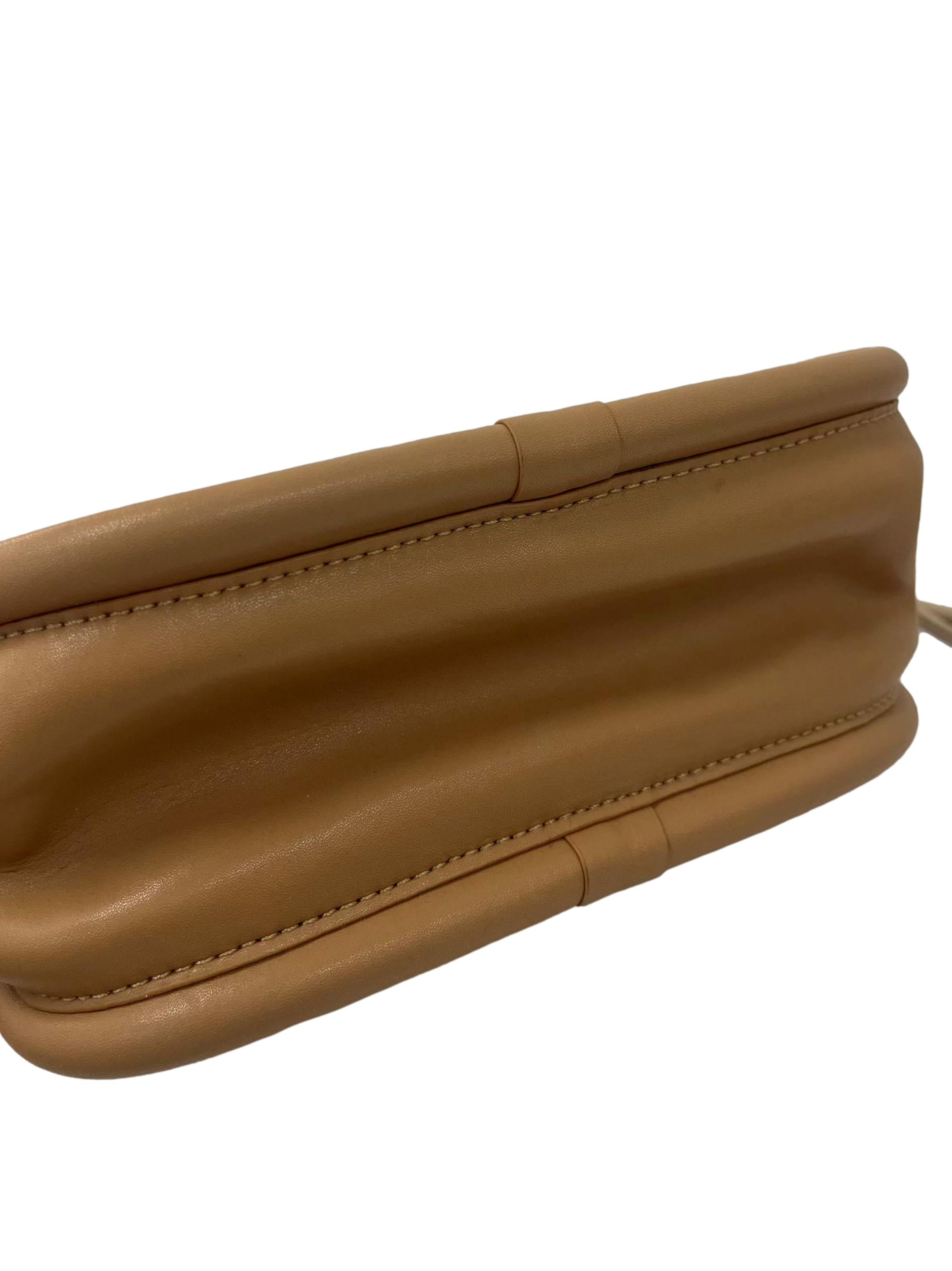 Beige And Brown Duo Colour Hand Bag With Detachable Strap