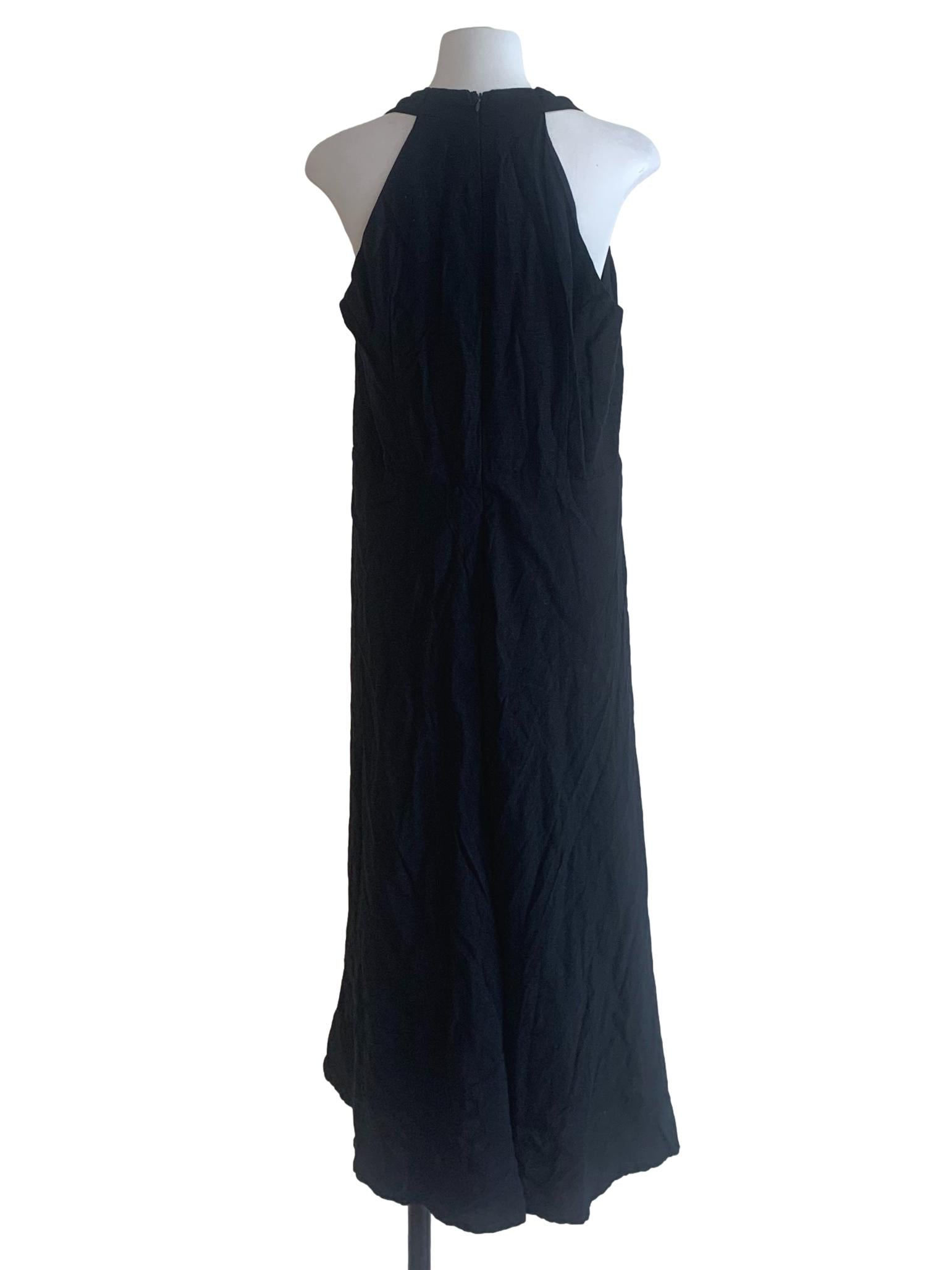 Black V Neck Trapezoid Dress
