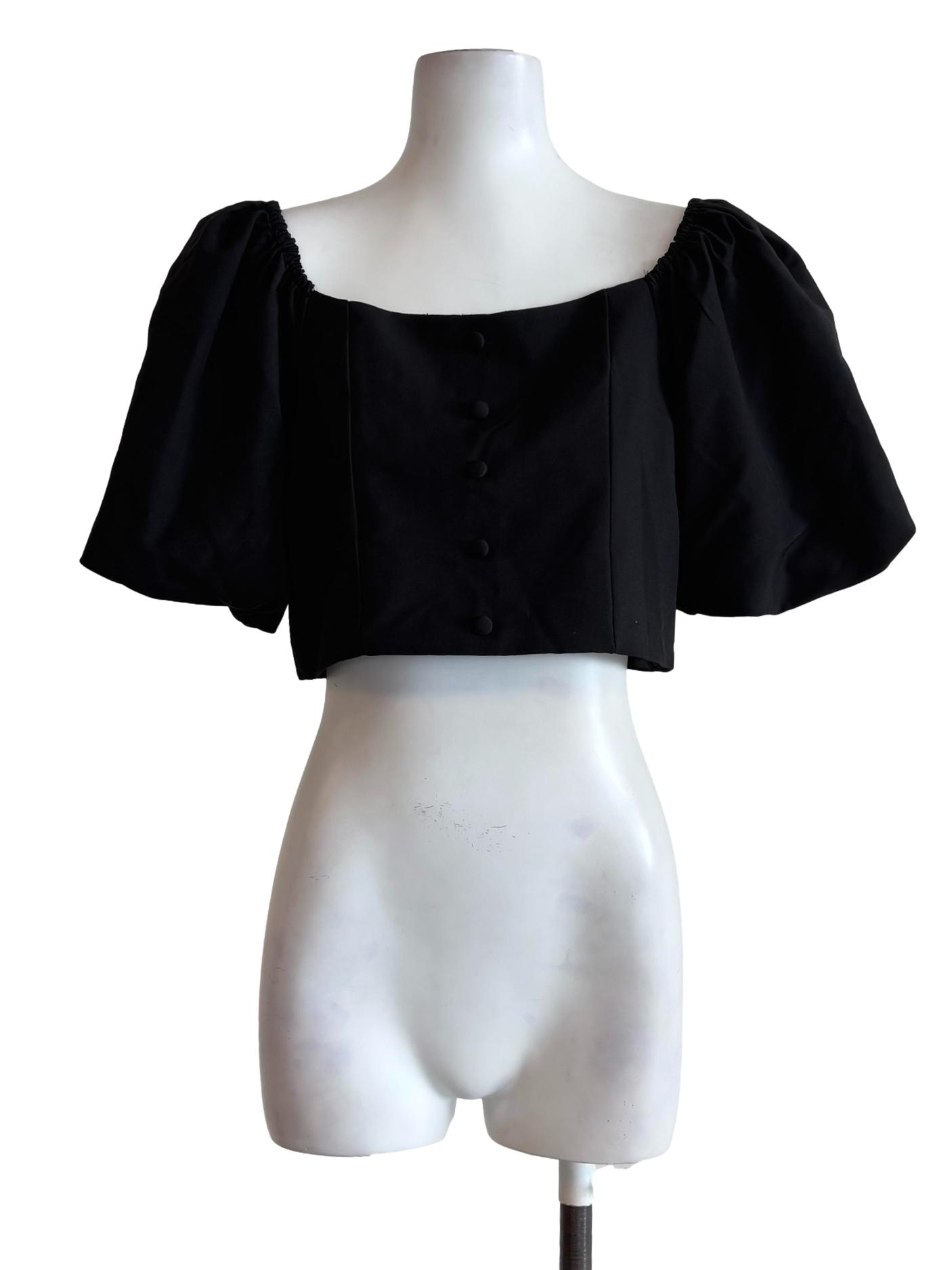Jet Black Baby Doll Crop Top