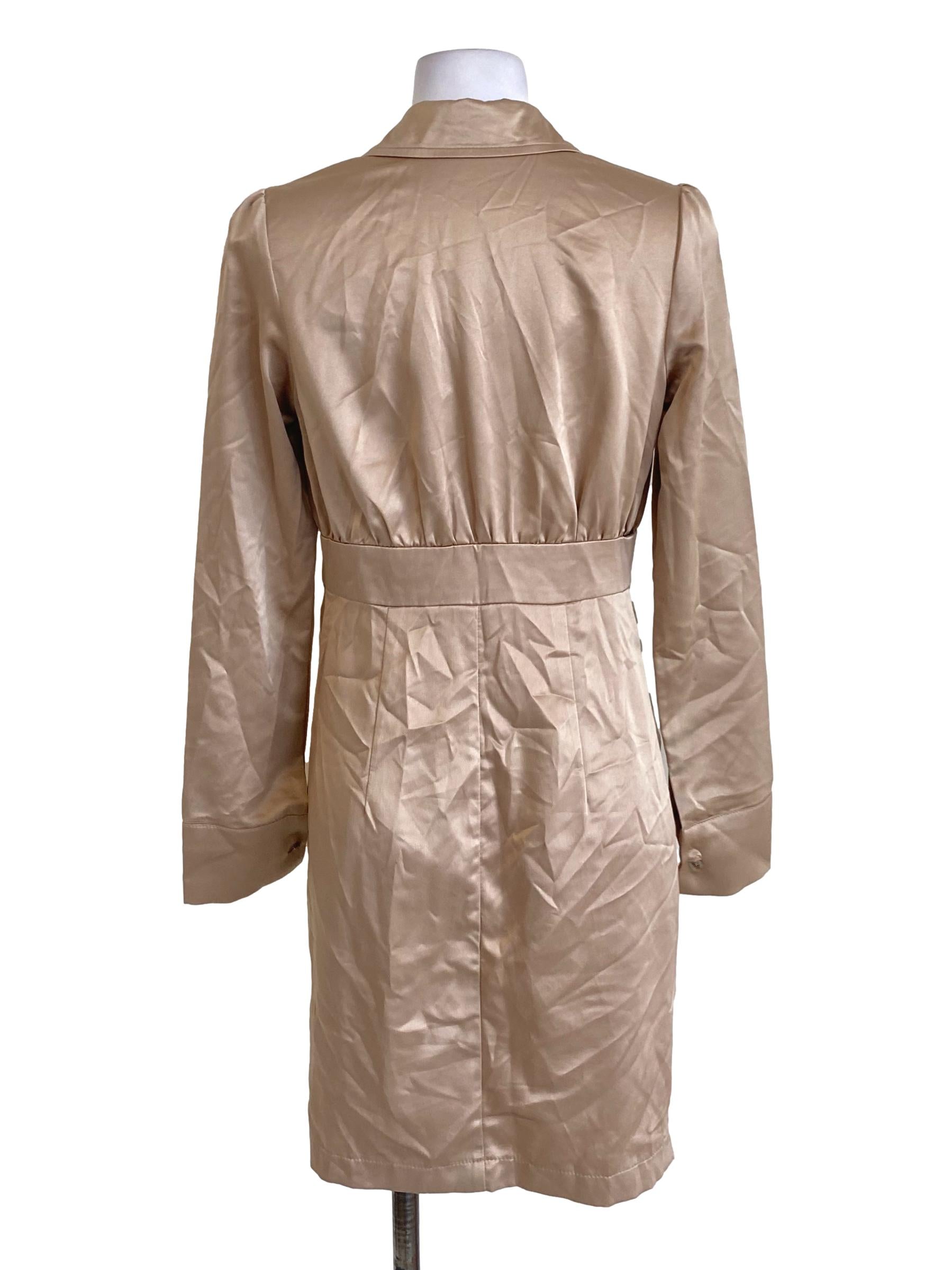 Sepia Brown Drape Buttoned Down Shirt Blouse