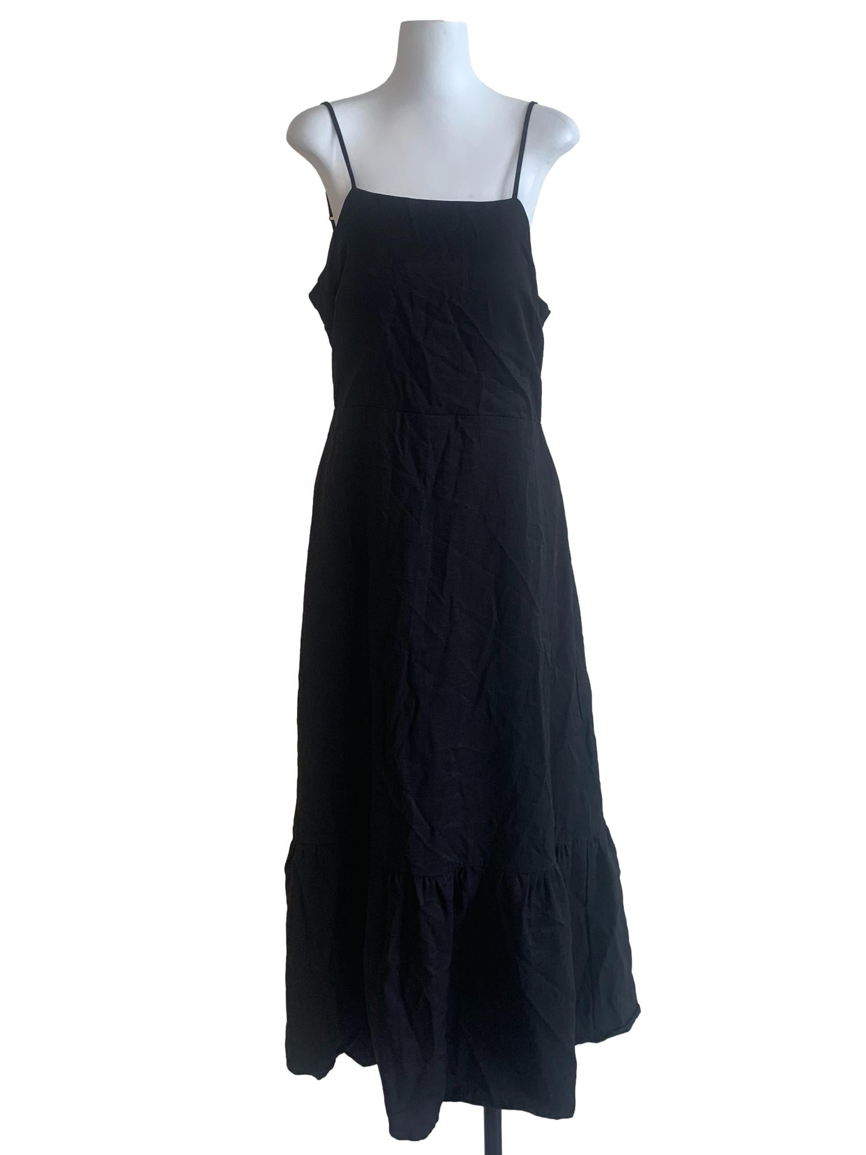 Black Spaghetti Strap Drop Waist Dress