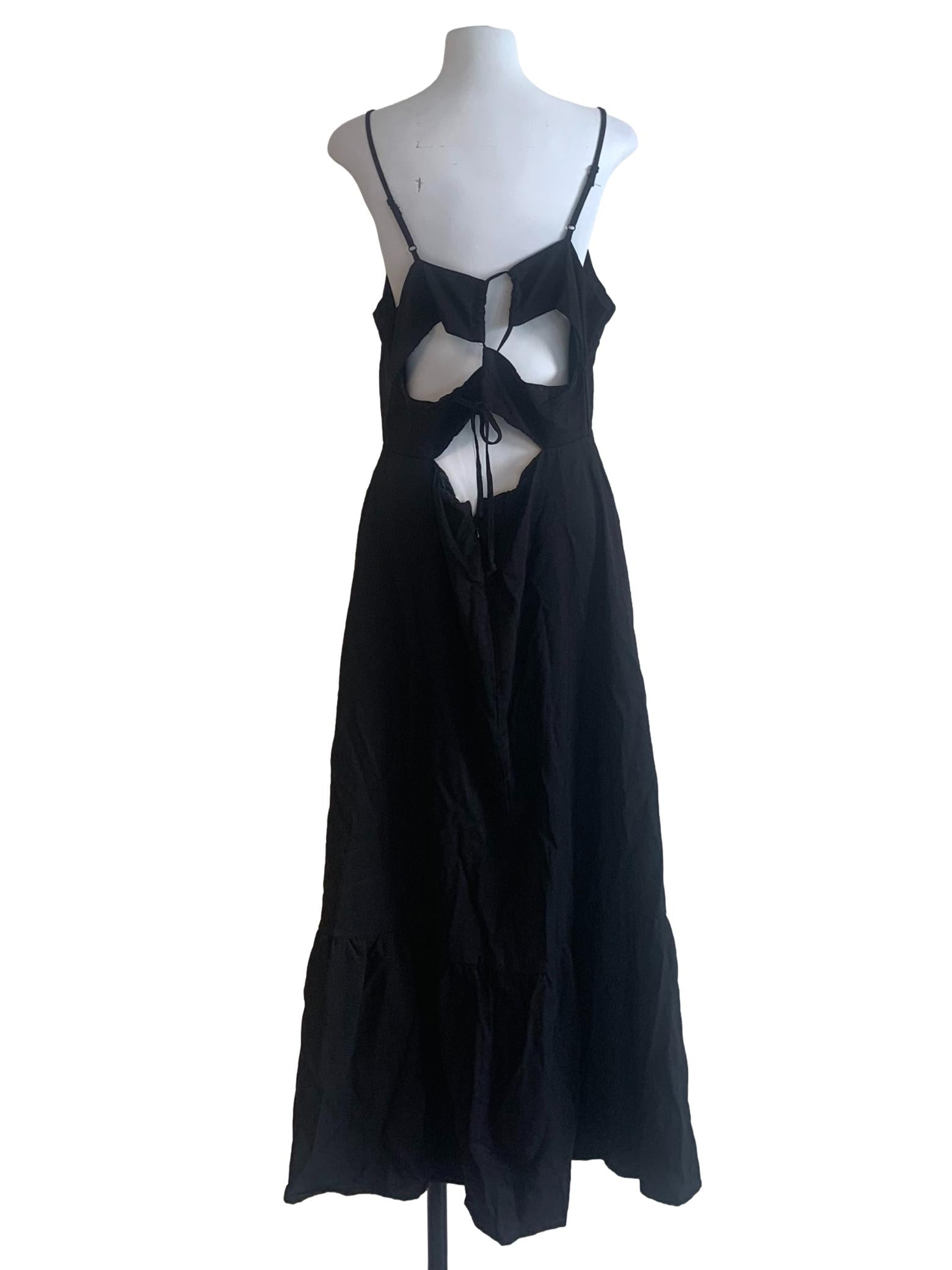 Black Spaghetti Strap Drop Waist Dress