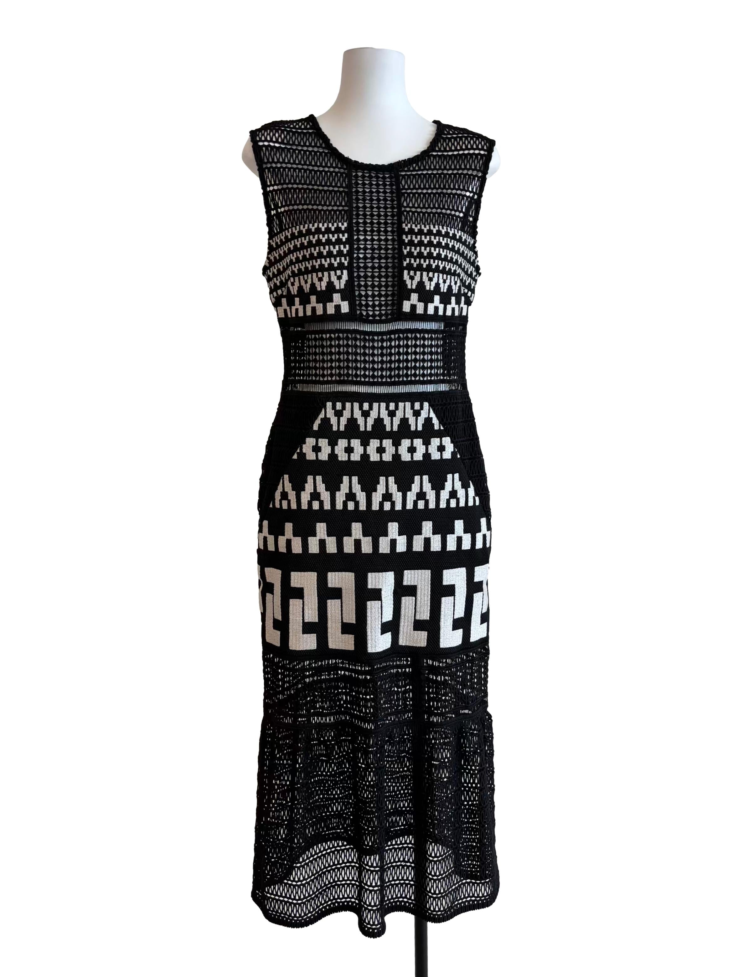Black And White Abstract Knit Dress