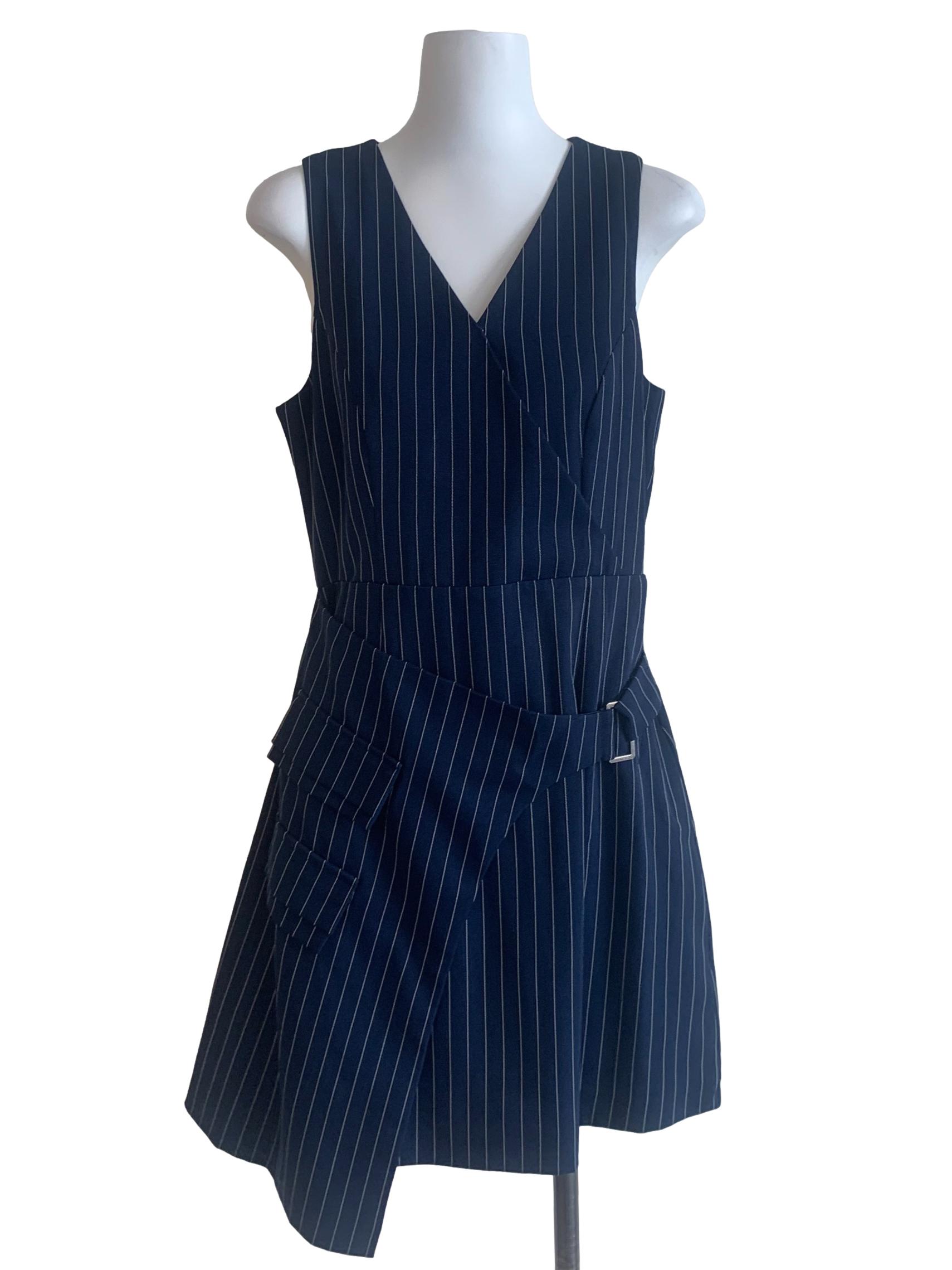 Navy Blue Pencil Stripe Dress