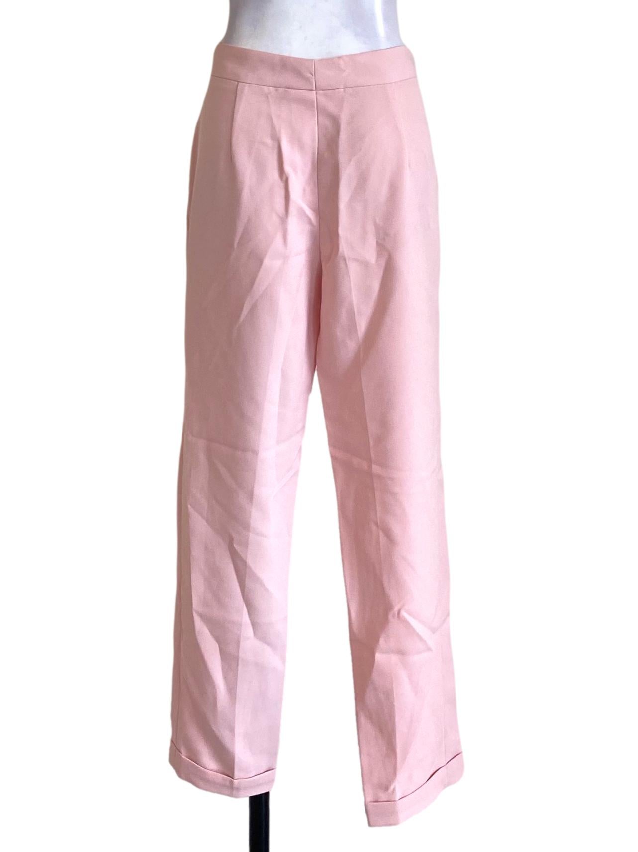 Light Lemonade Pink Fitted Straight Formal Pants