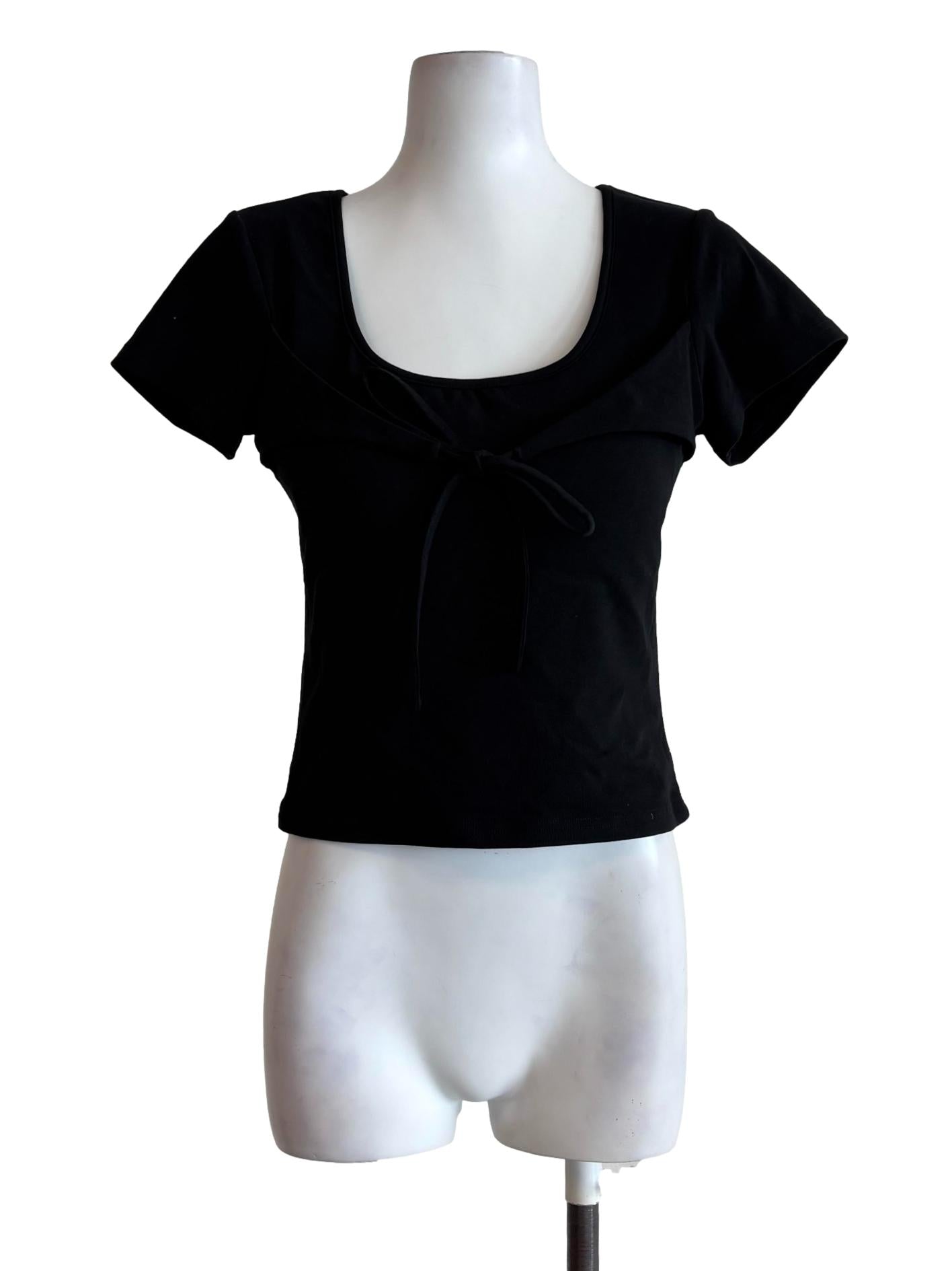 Black Ribbed Shortsleeve Top