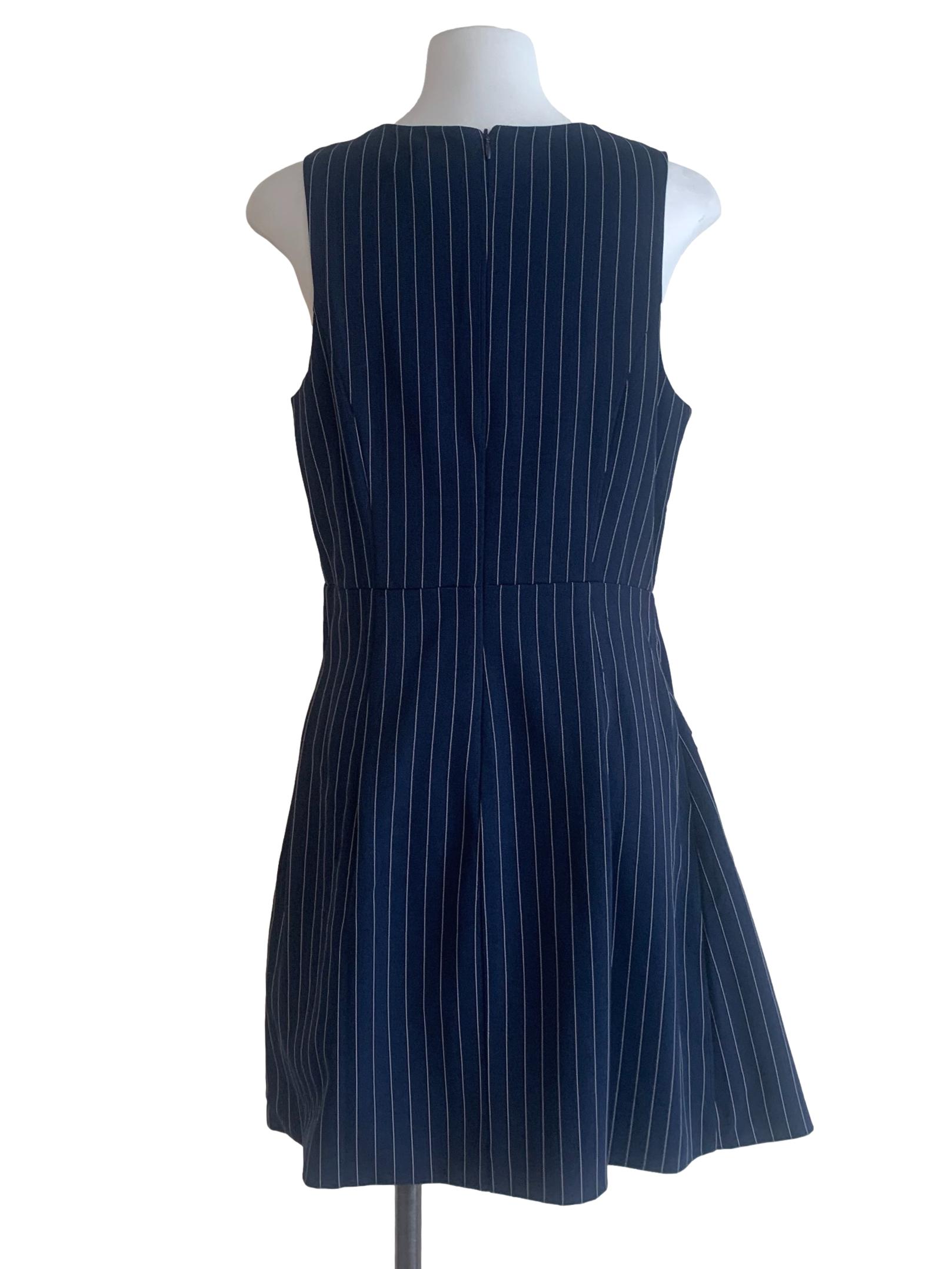 Navy Blue Pencil Stripe Dress