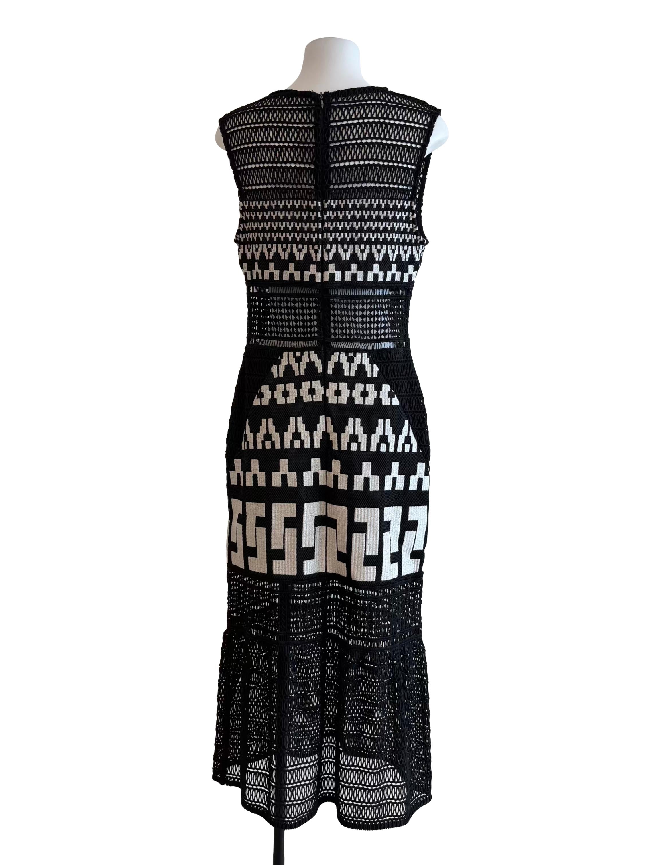 Black And White Abstract Knit Dress