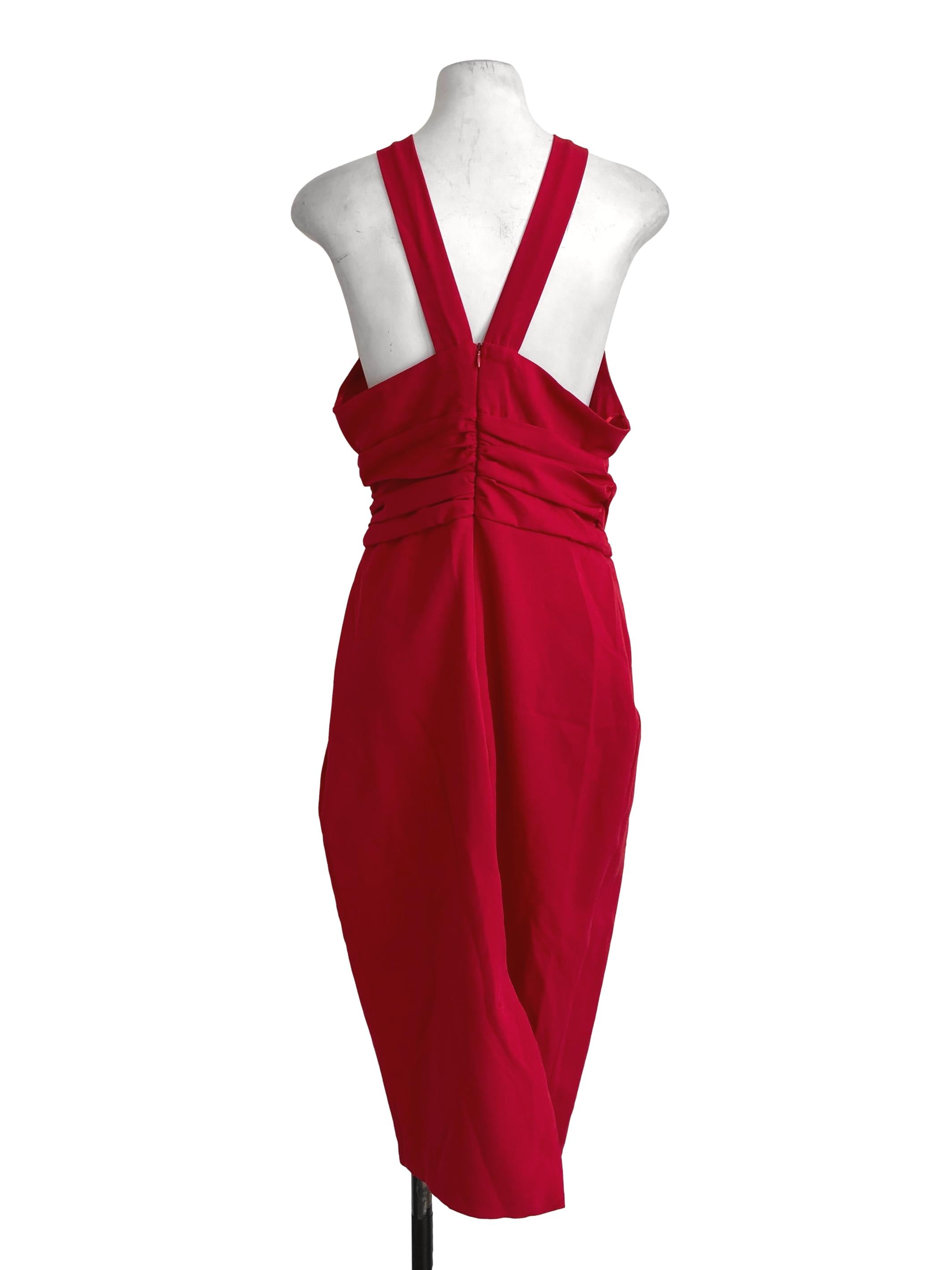 Rose Red Halter Neck Shift Dress