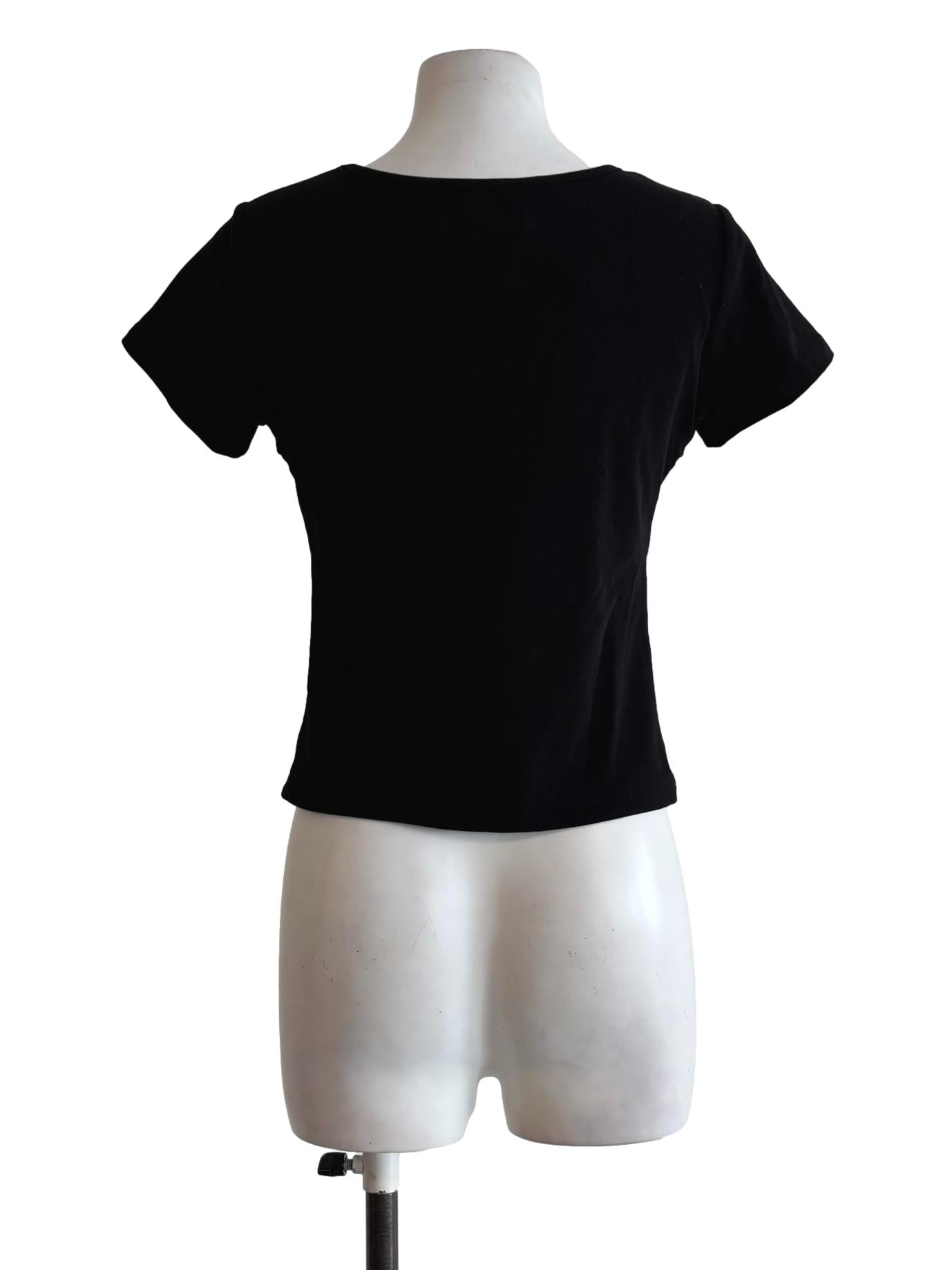 Black Ribbed Shortsleeve Top