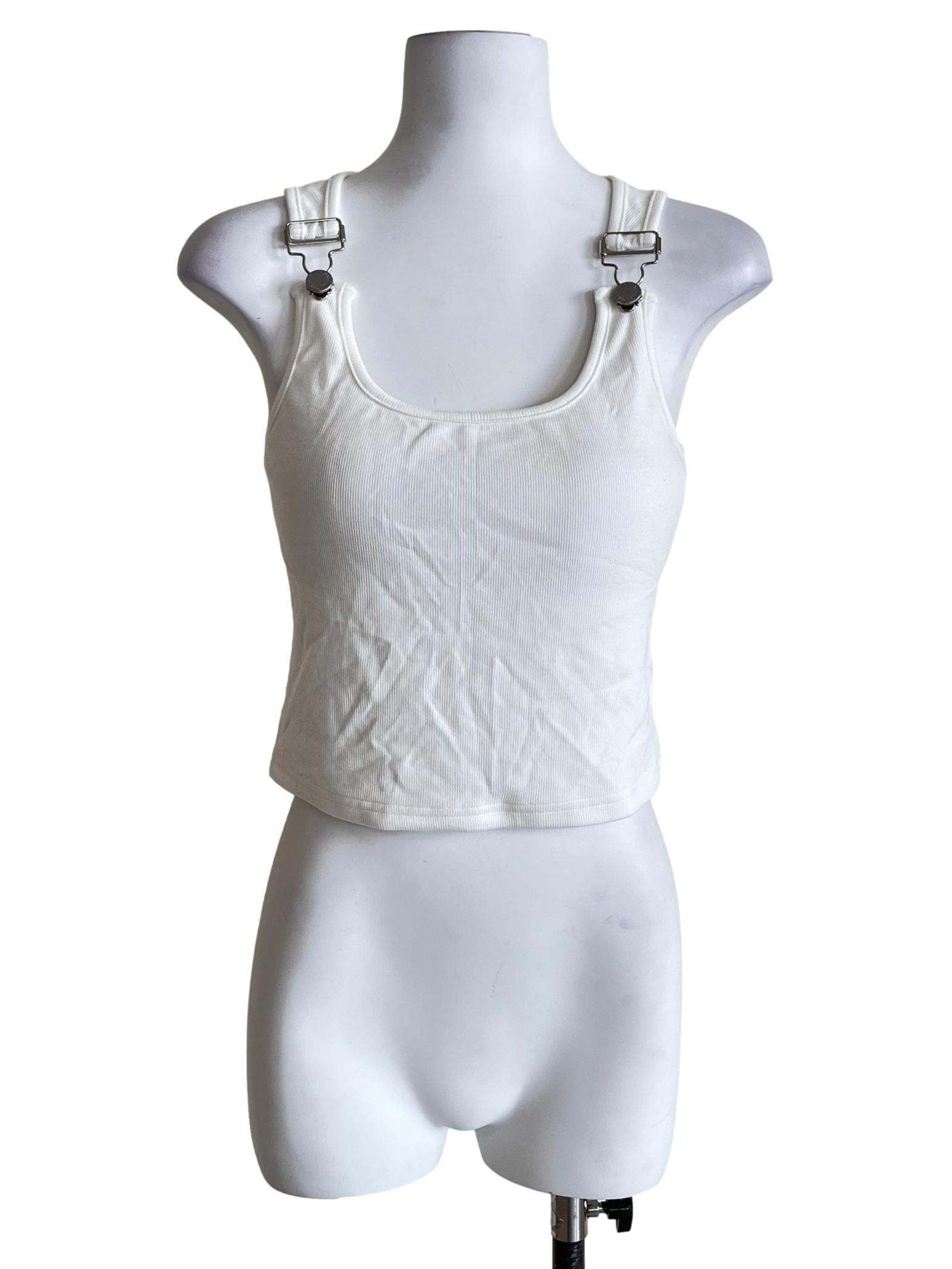 Pearl White Buckle-Strap Crop Top