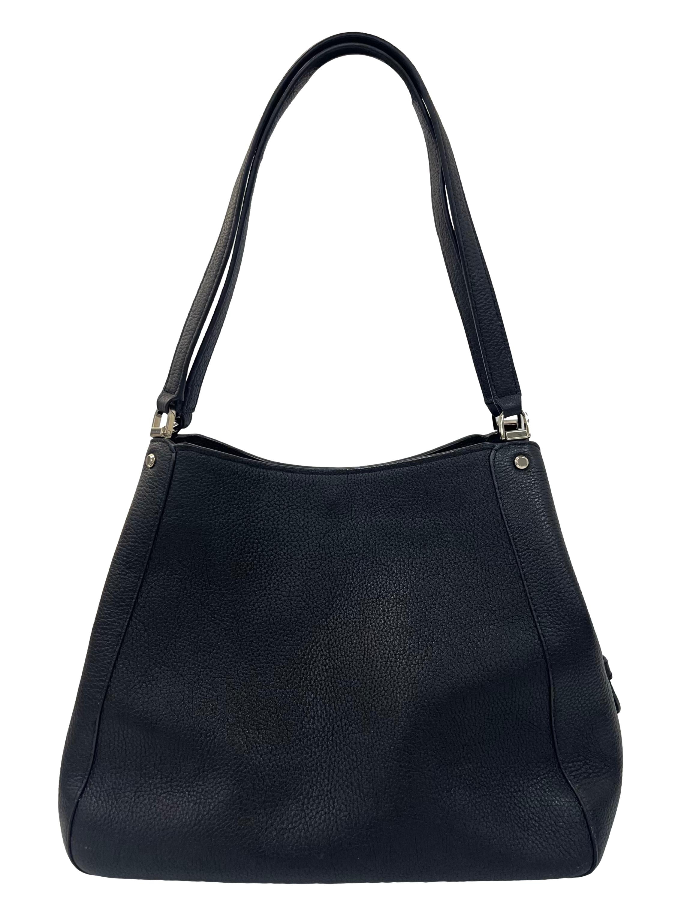 Black Medium Shoulder Bag With Silver Hardware