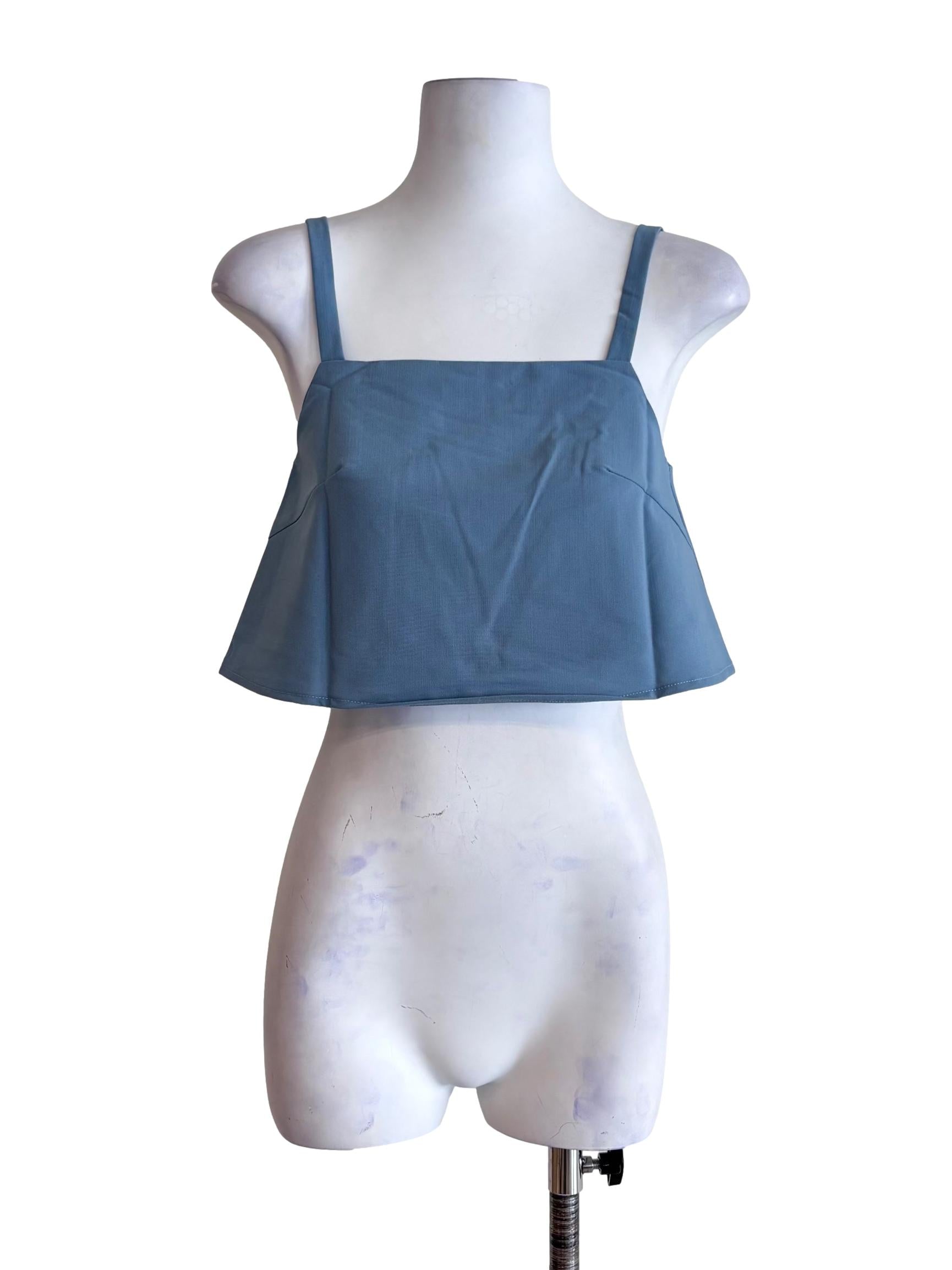 Blue Zoey Basic Flare Crop Top