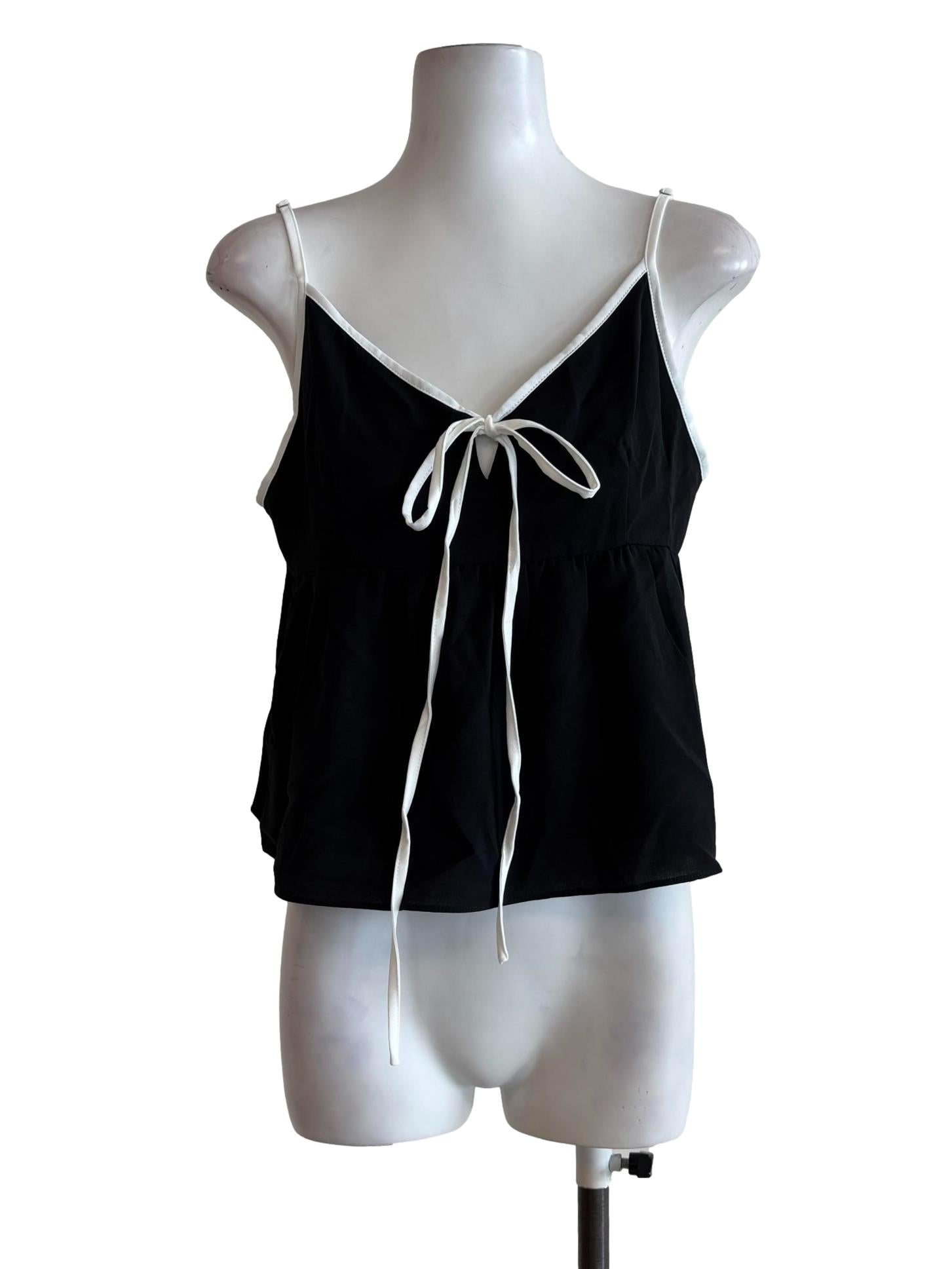 Black And White Hem Camisole Top