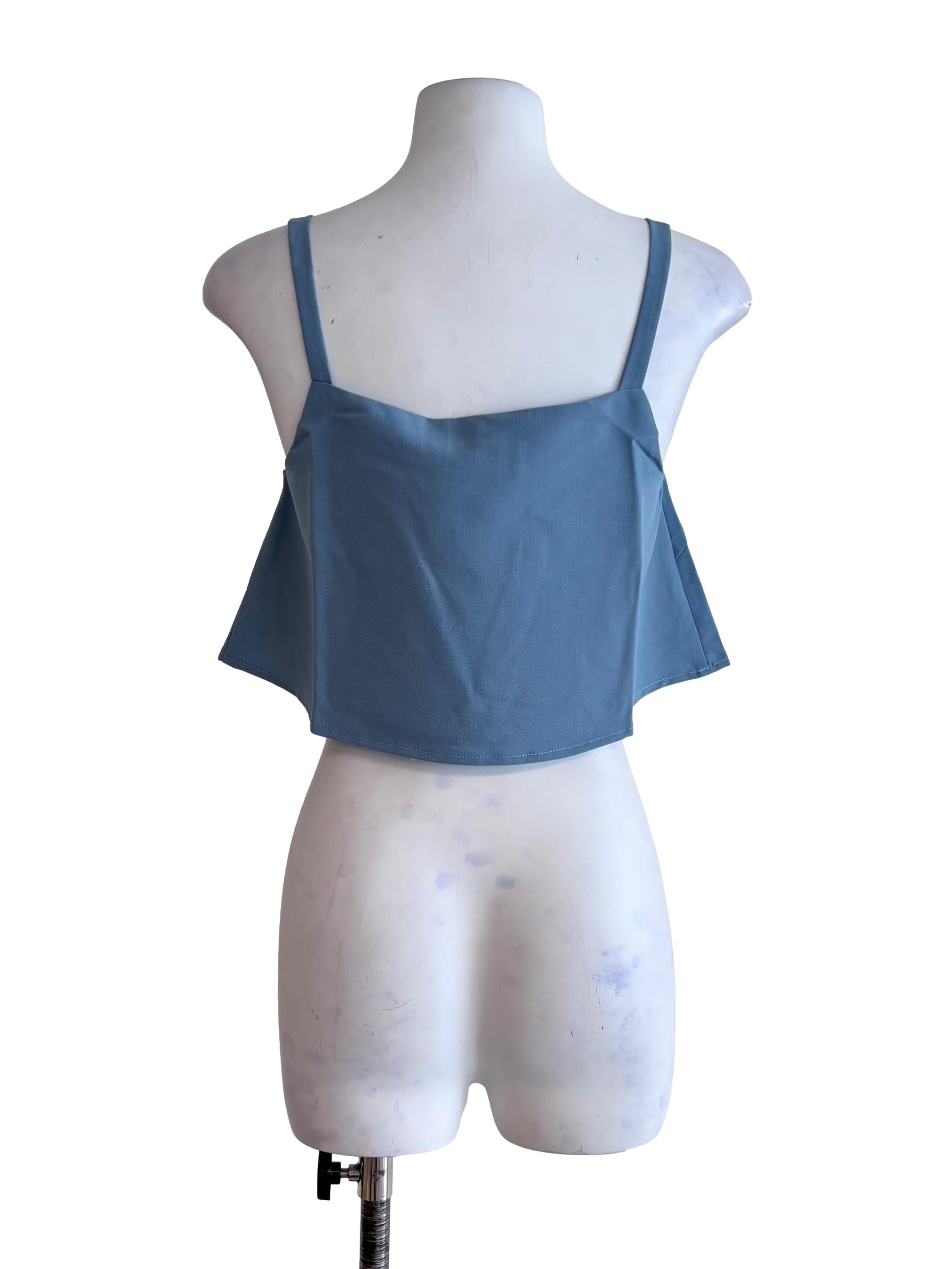 Blue Zoey Basic Flare Crop Top