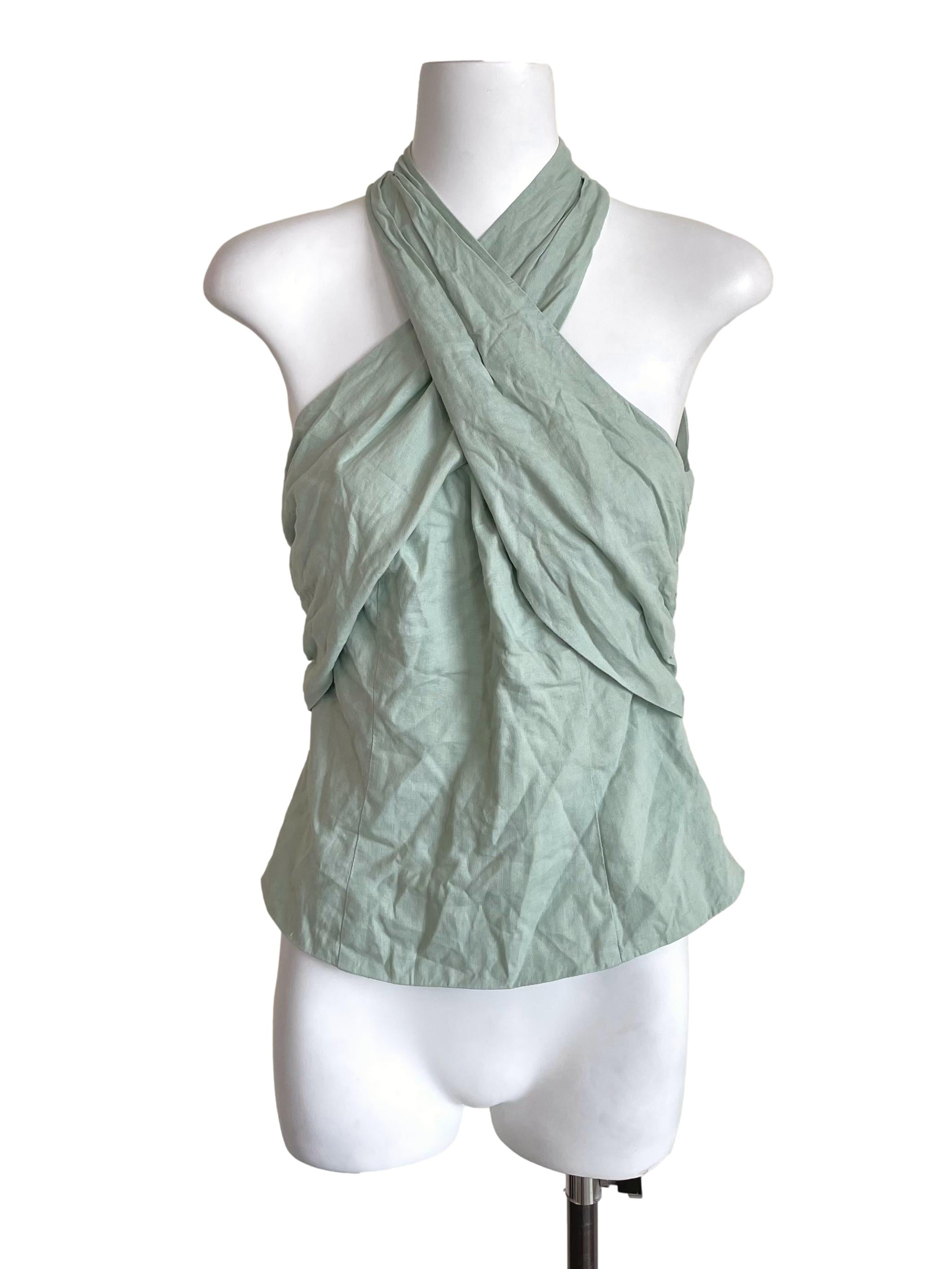 Mint Crossed Halter Neck Top LB