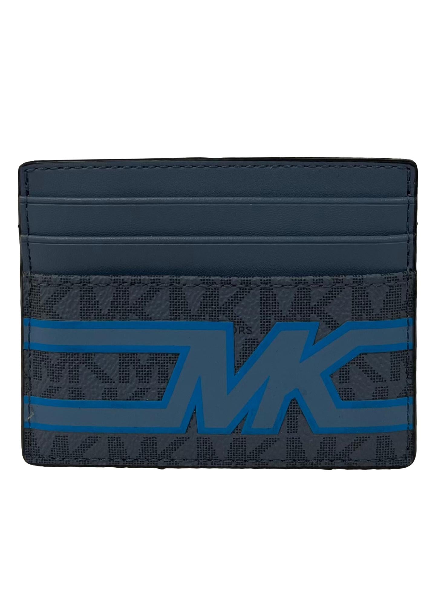 Blue Monogram With Printed Logo Graphic Card Holder