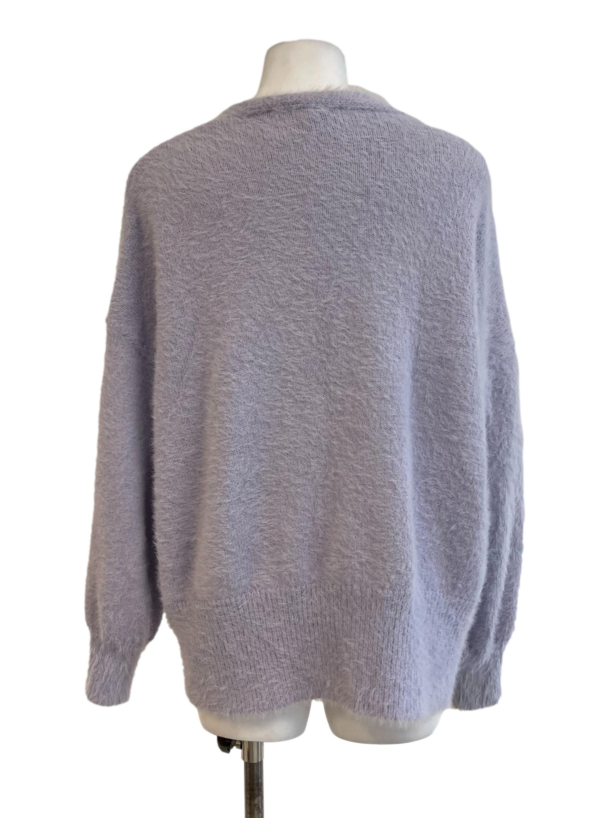 Lilac Wool Buttoned Cardigan