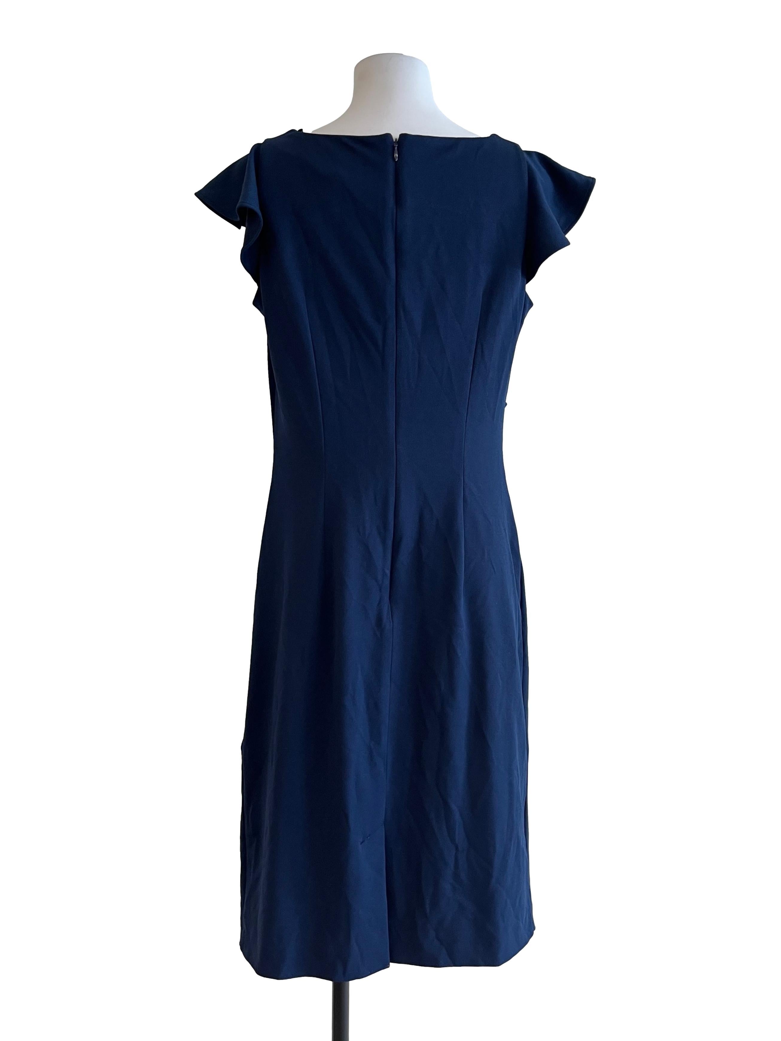 Navy Blue Ruffle Sleeve Dress