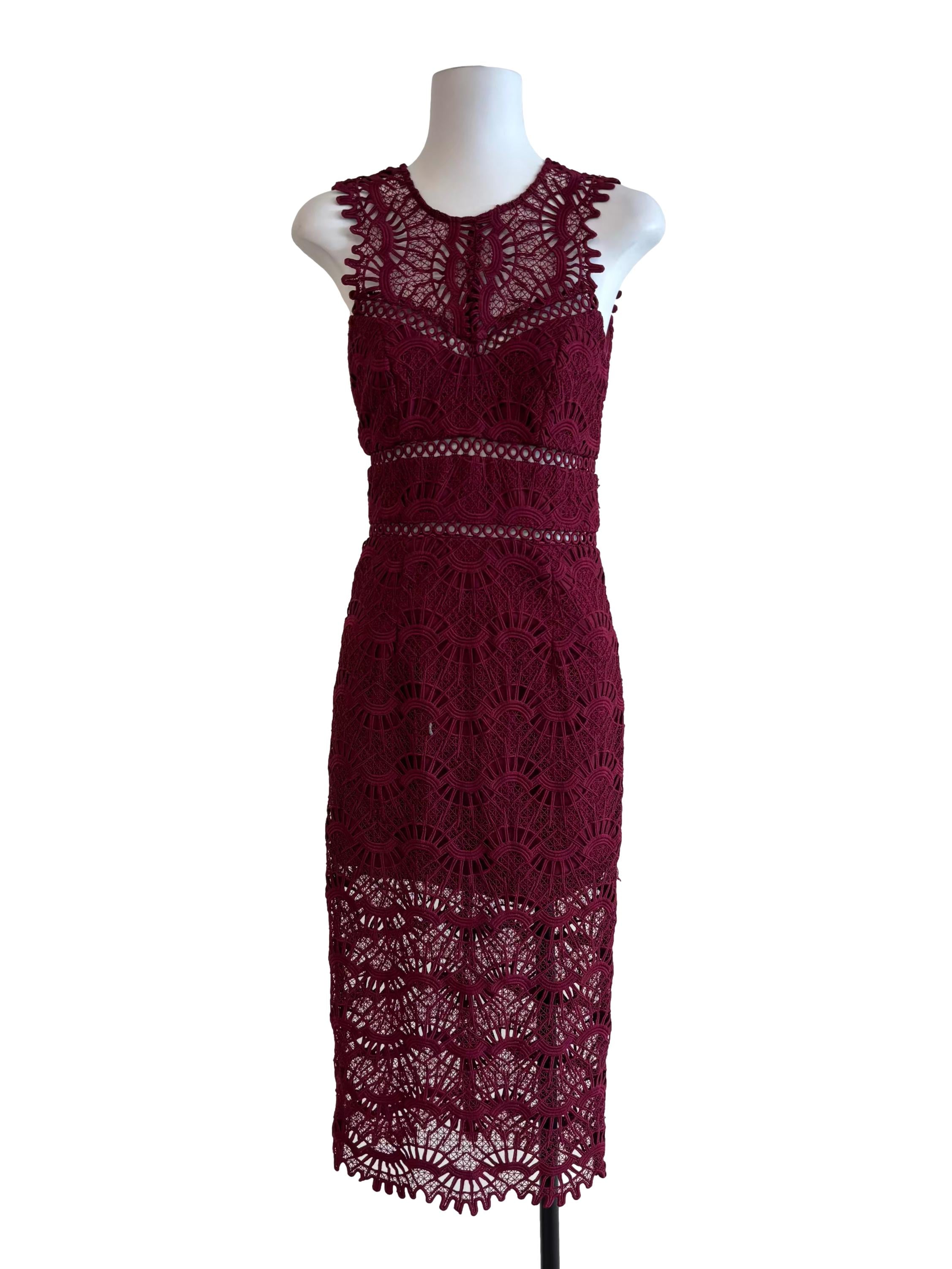 Burgundy Sleeveless Sheath Dress