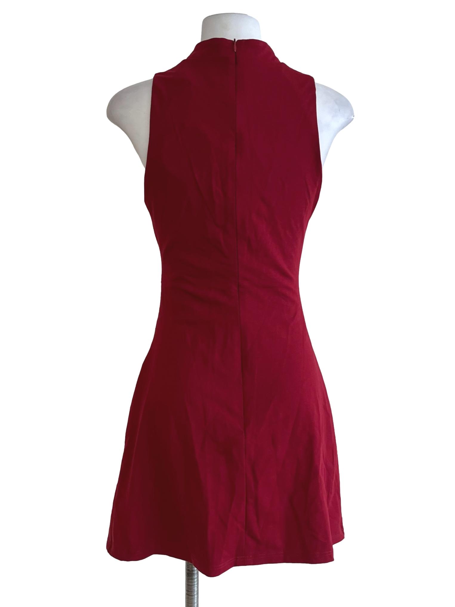 Wine Red Modern Cheongsam Mini Dress
