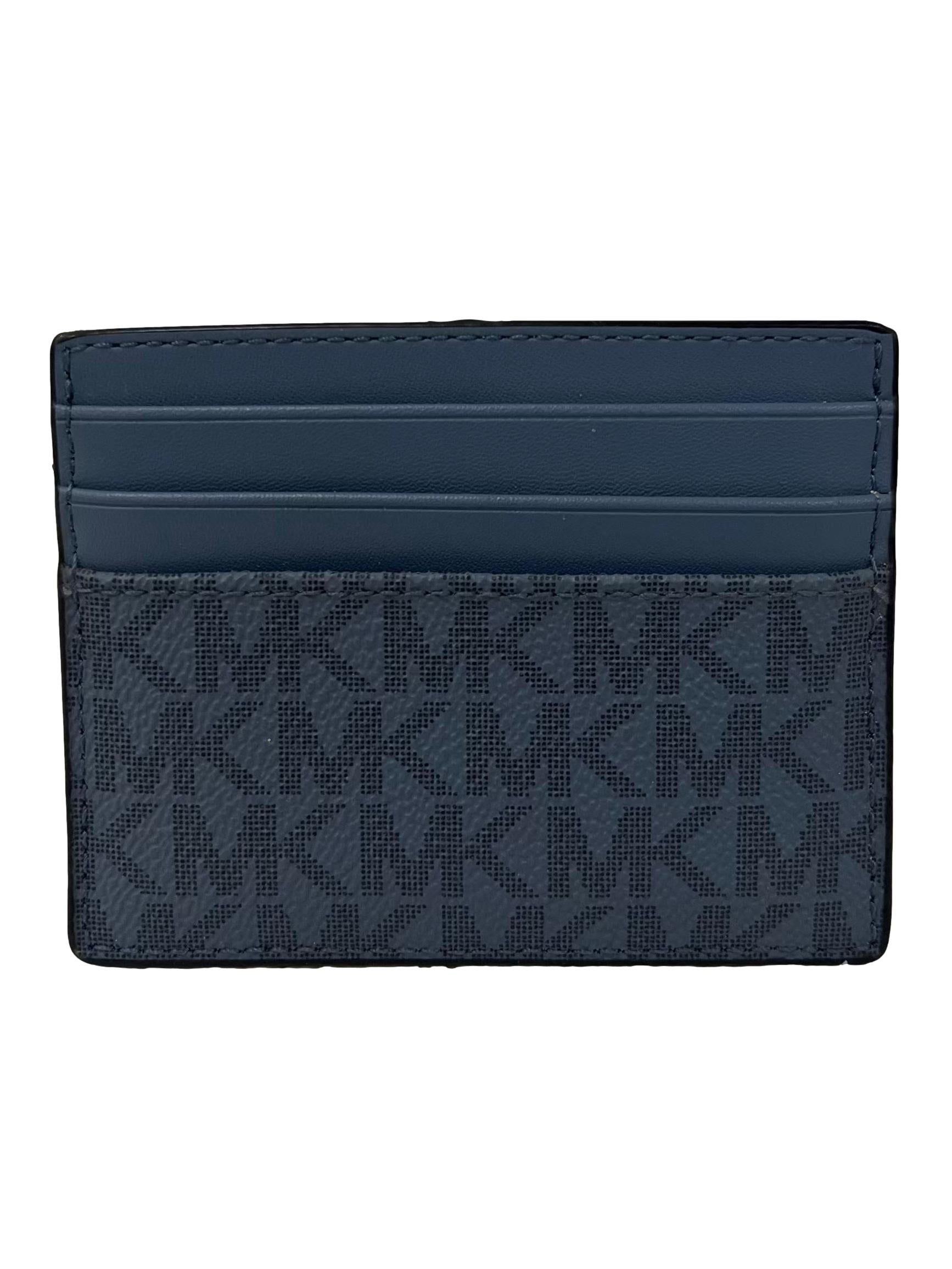 Blue Monogram With Printed Logo Graphic Card Holder