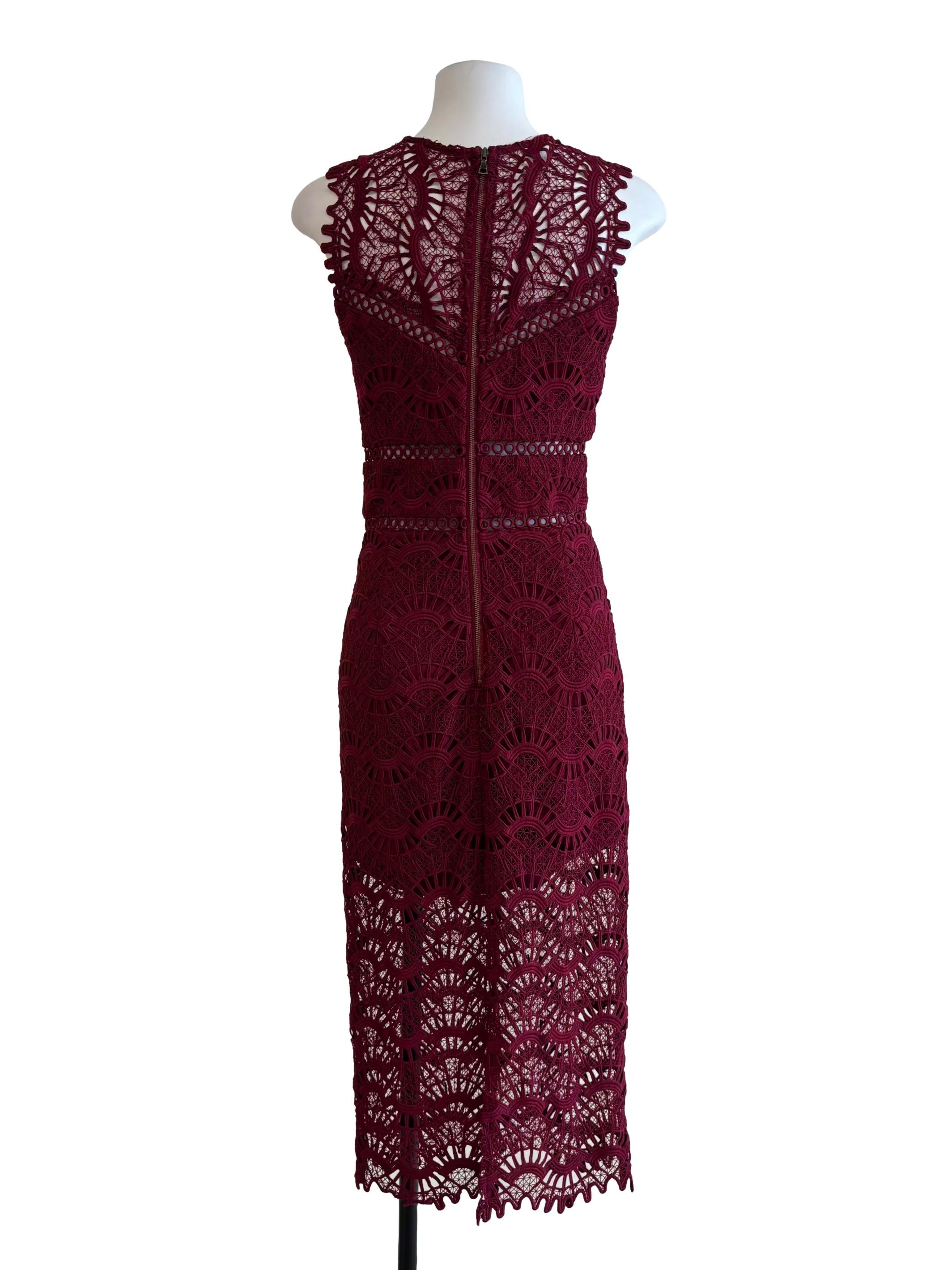 Burgundy Sleeveless Sheath Dress