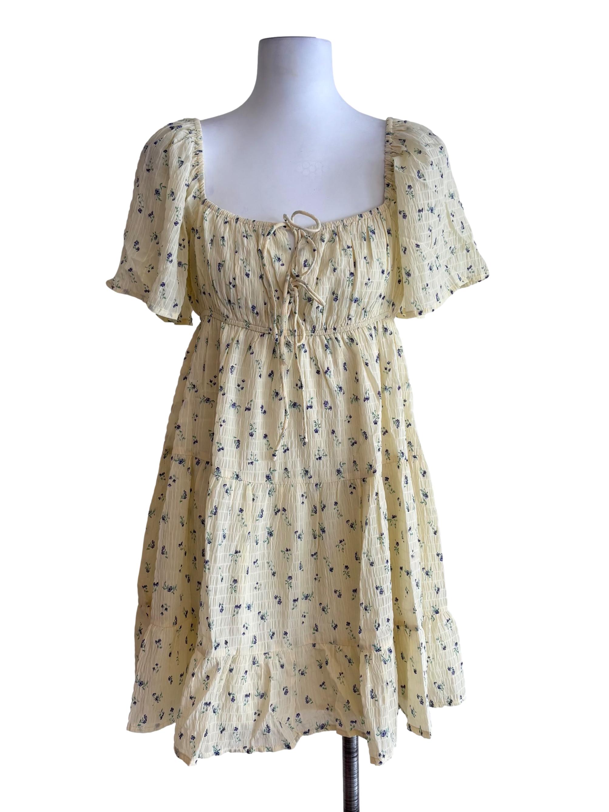 Yellow Loreine Flare Sleeve Dress