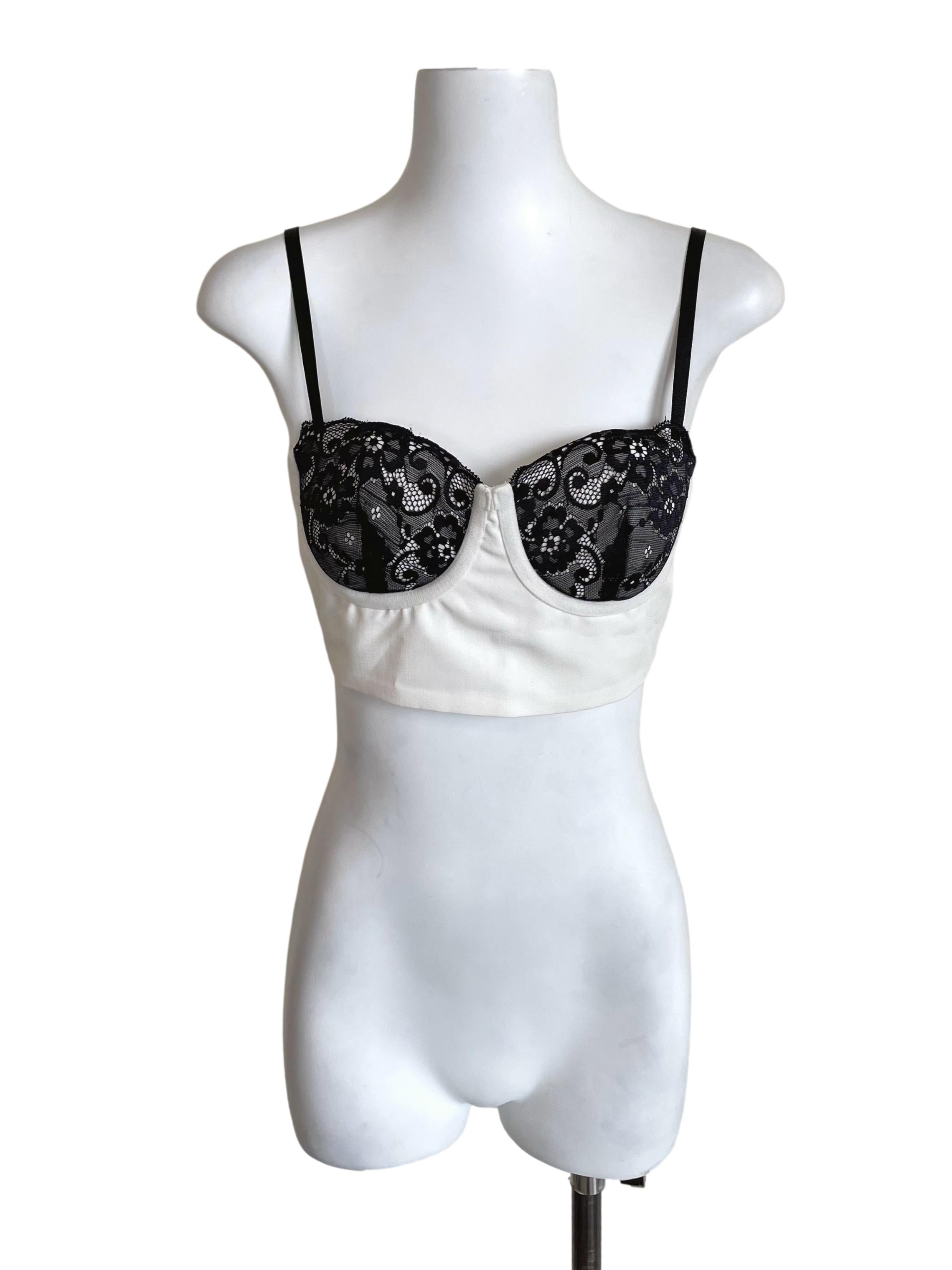 White & Black Lace Bralette Top YHF