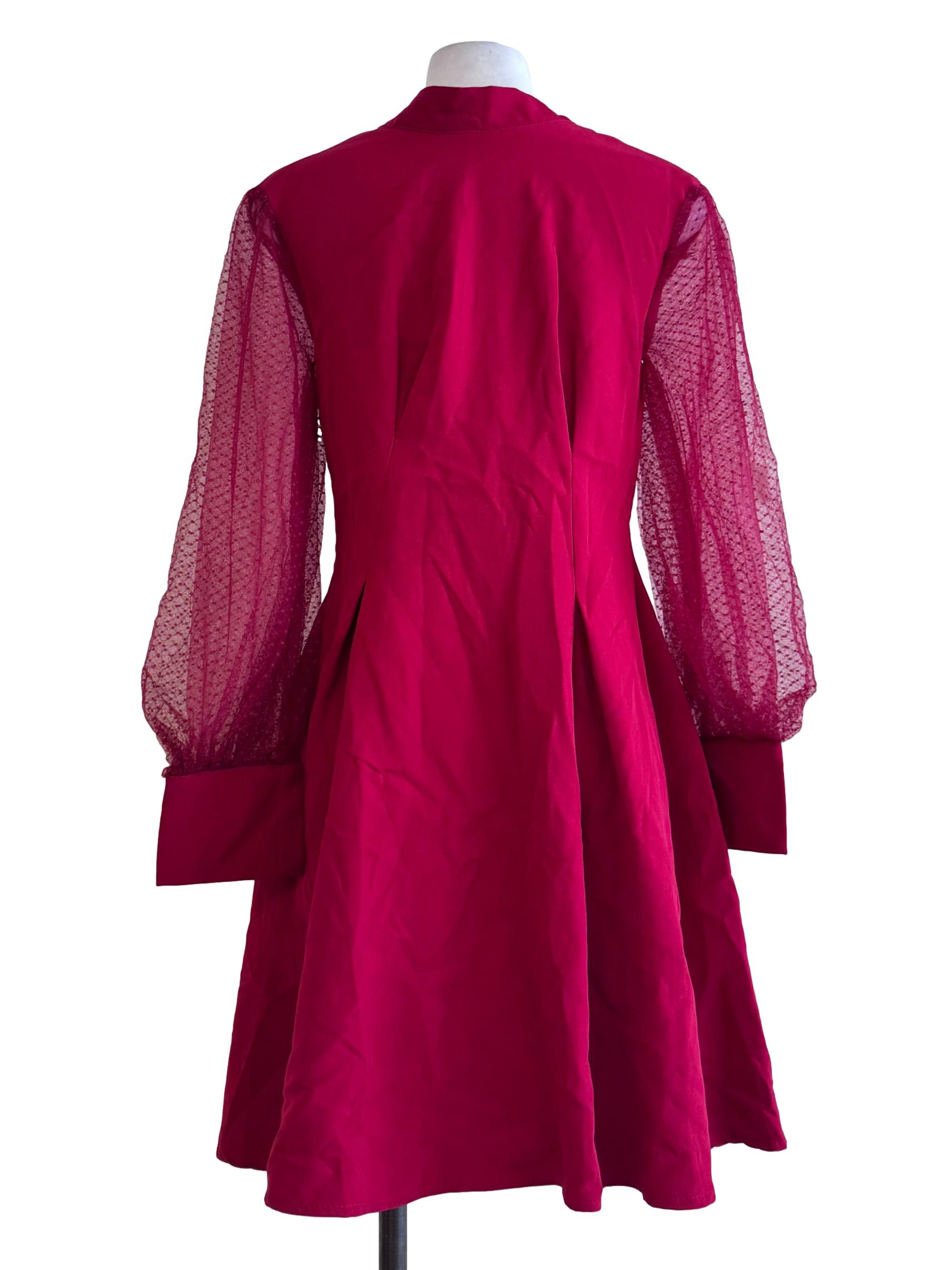 Cherry Red V Neck A Line Dress