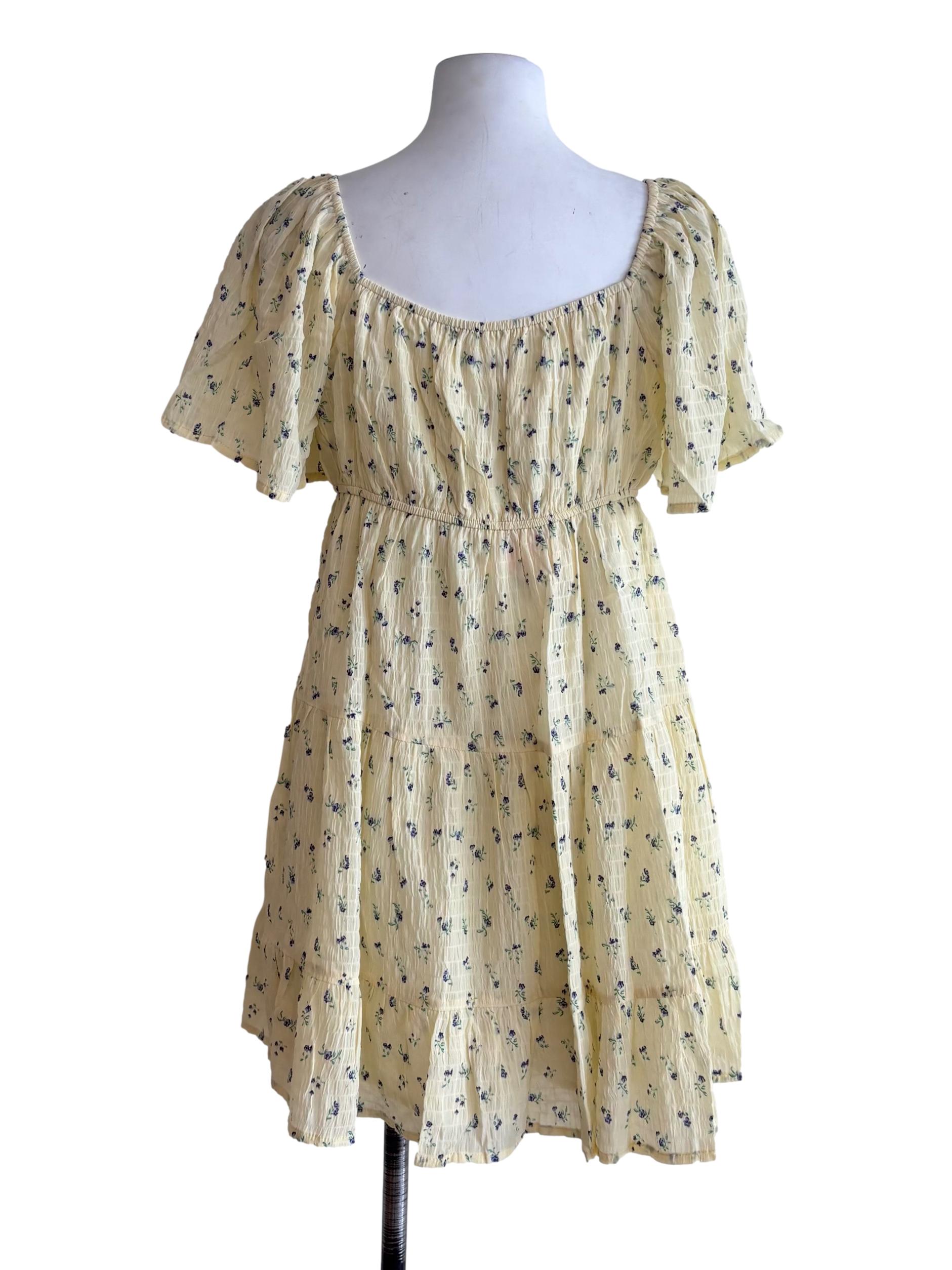 Yellow Loreine Flare Sleeve Dress