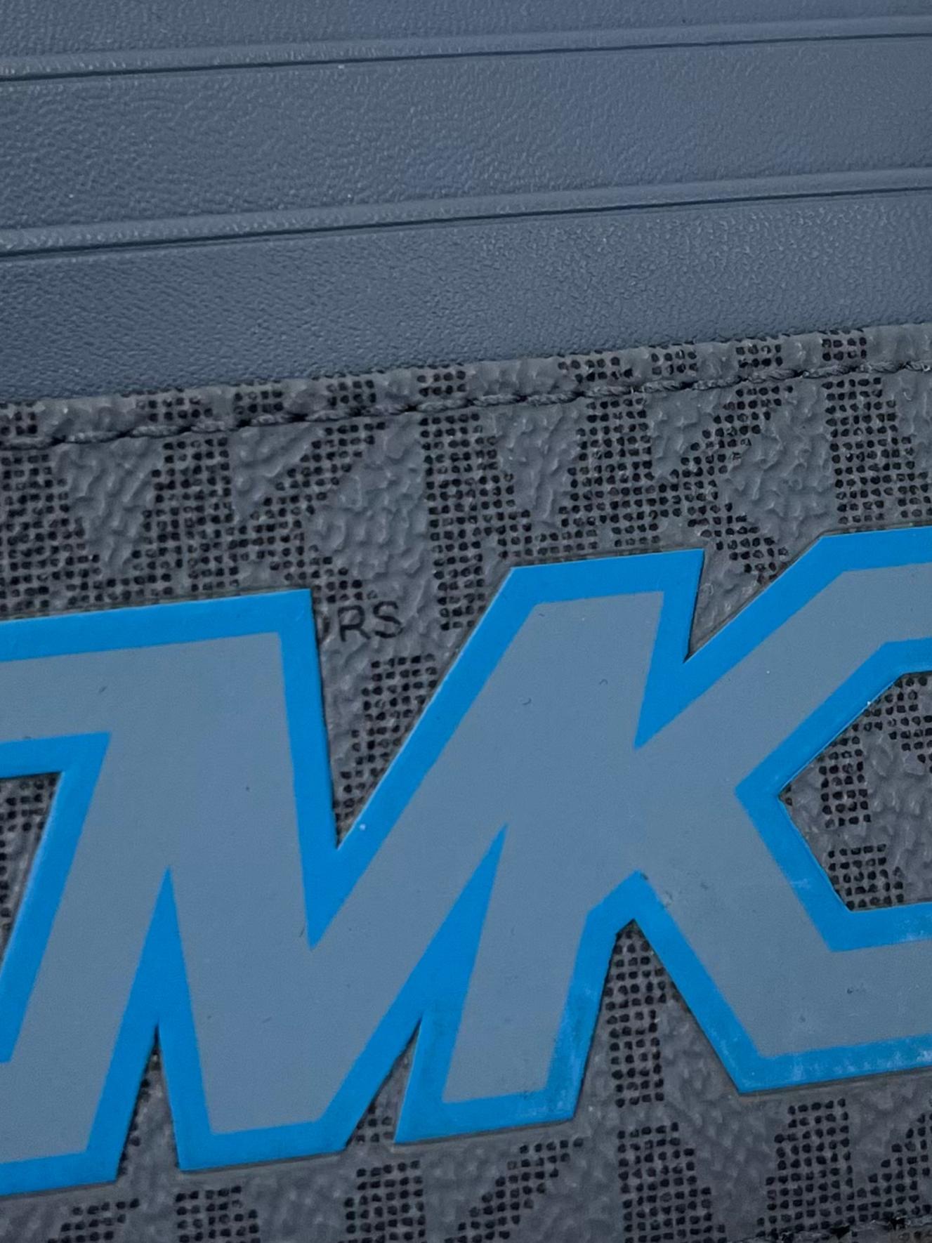 Blue Monogram With Printed Logo Graphic Card Holder