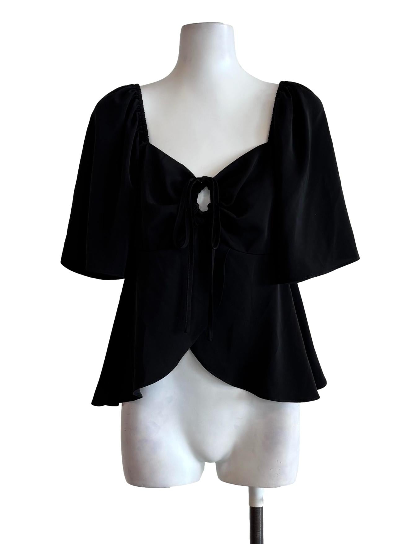 Black Sweetheart Flare Sleeves Top