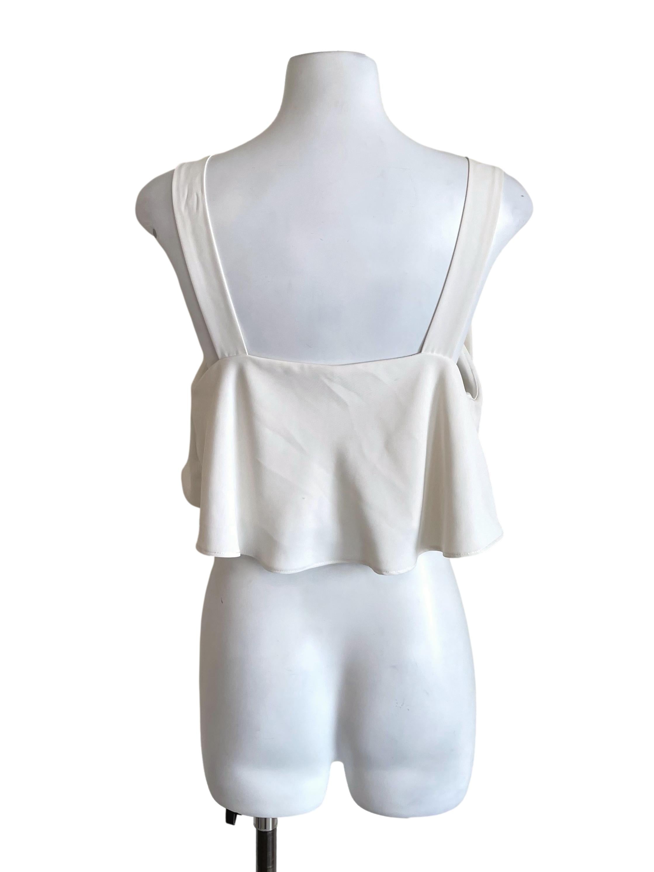 White Overlay Buckled Straps Top
