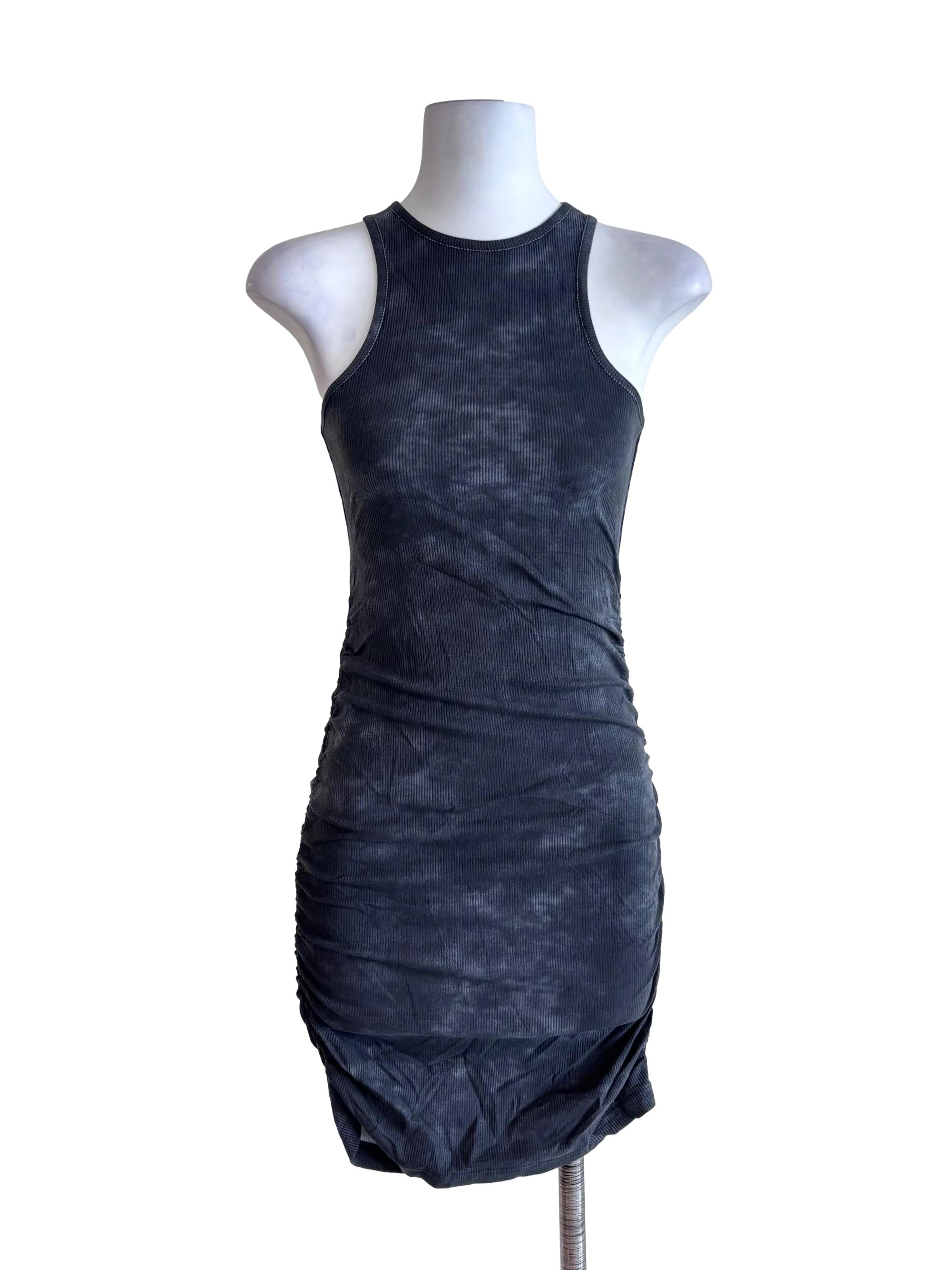 Black Aerin Asymmetrical Ruch Side Dress